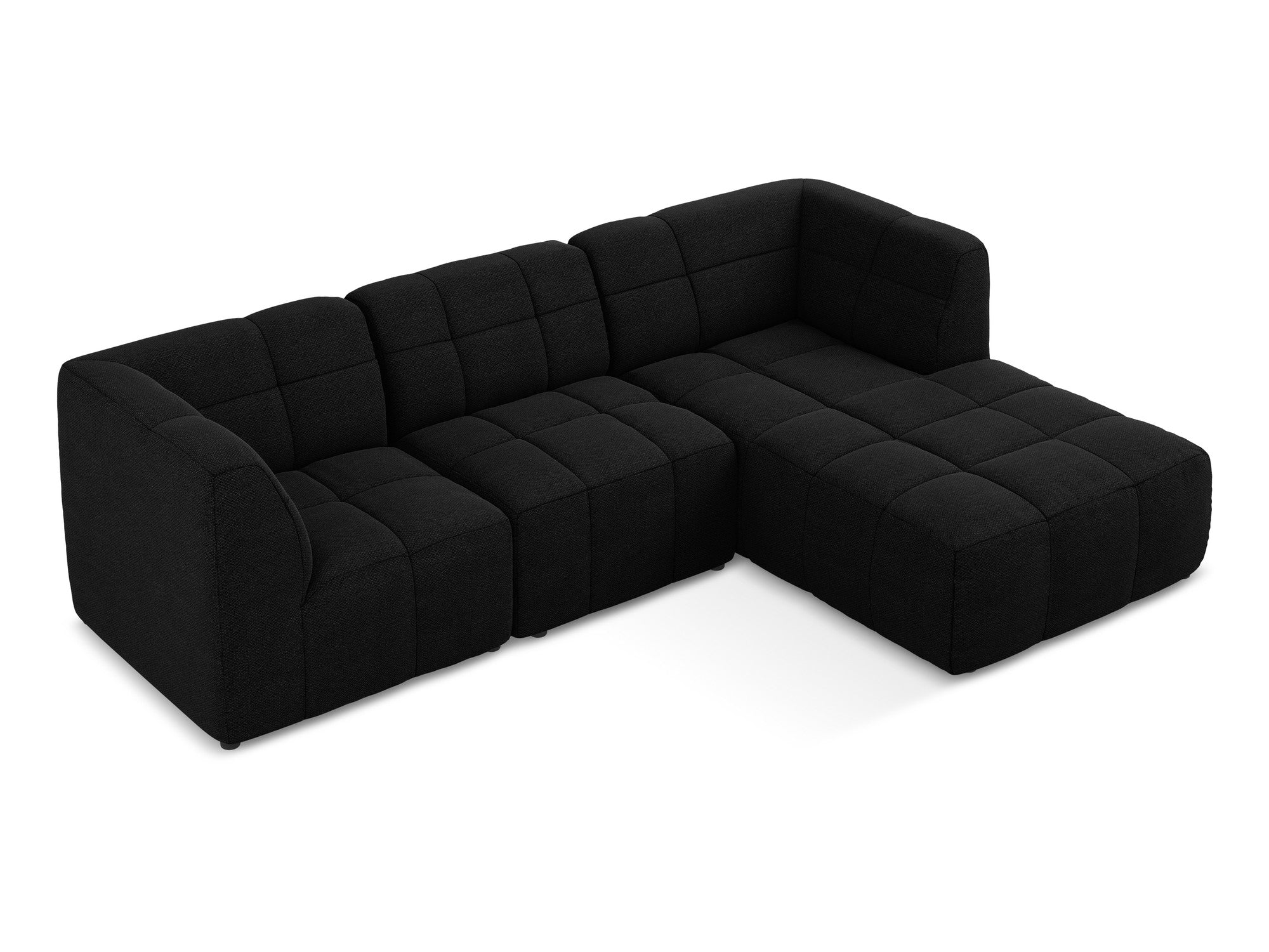 Right-facing modular sofa for 3 people ALOHA black boucle