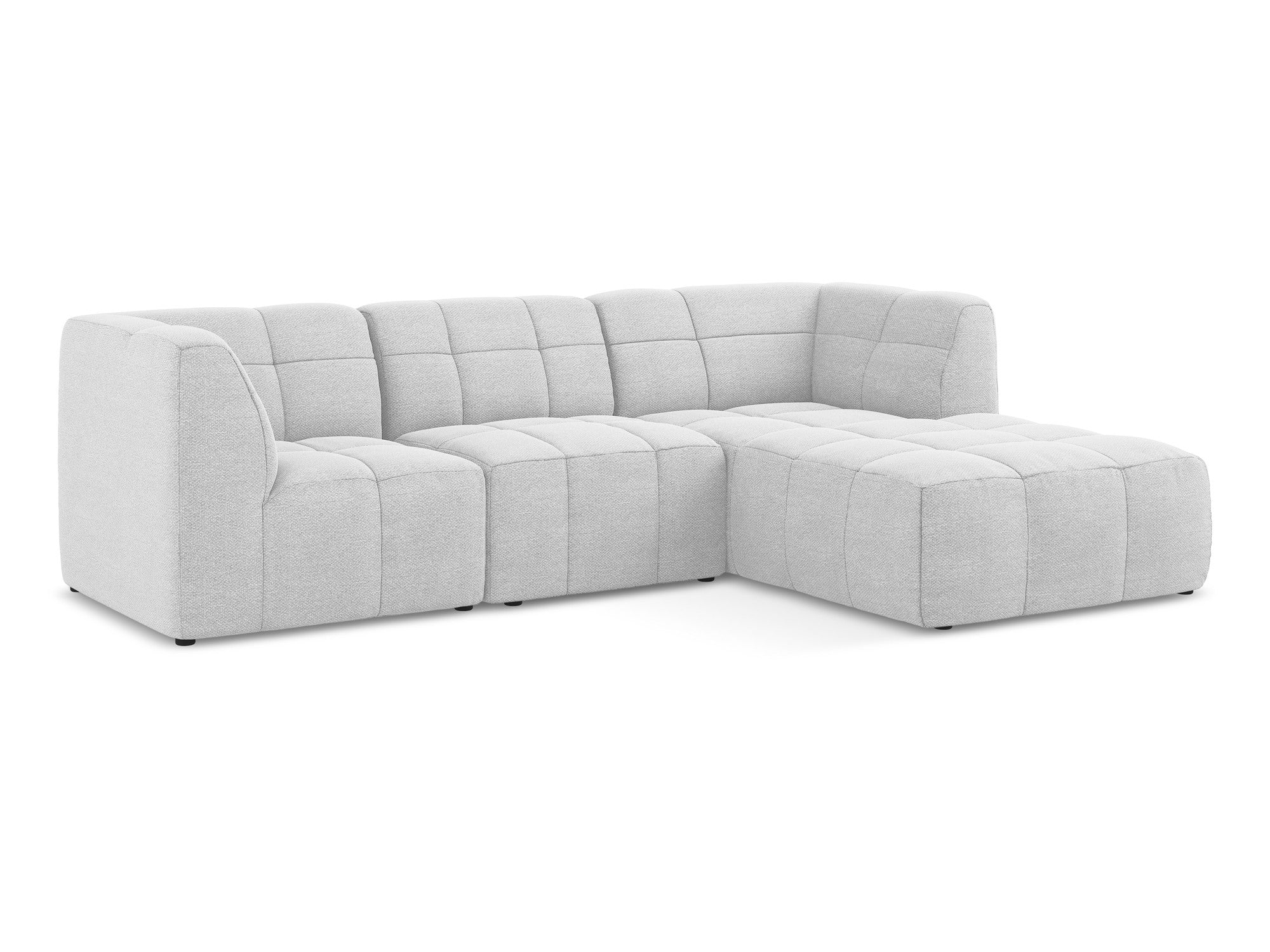Right-facing modular sofa for 3 people ALOHA silver boucle