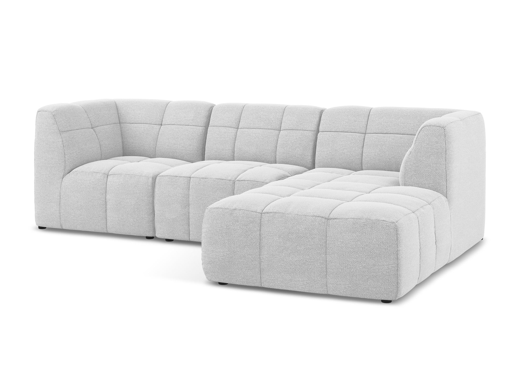 Right-facing modular sofa for 3 people ALOHA silver boucle