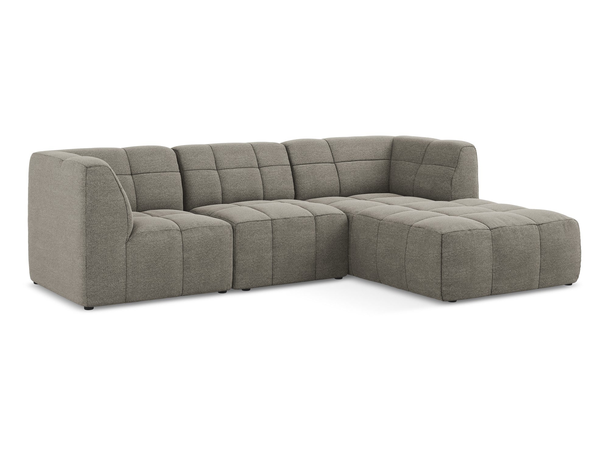 Right-facing modular sofa ALOHA in gray boucle, 3-seater
