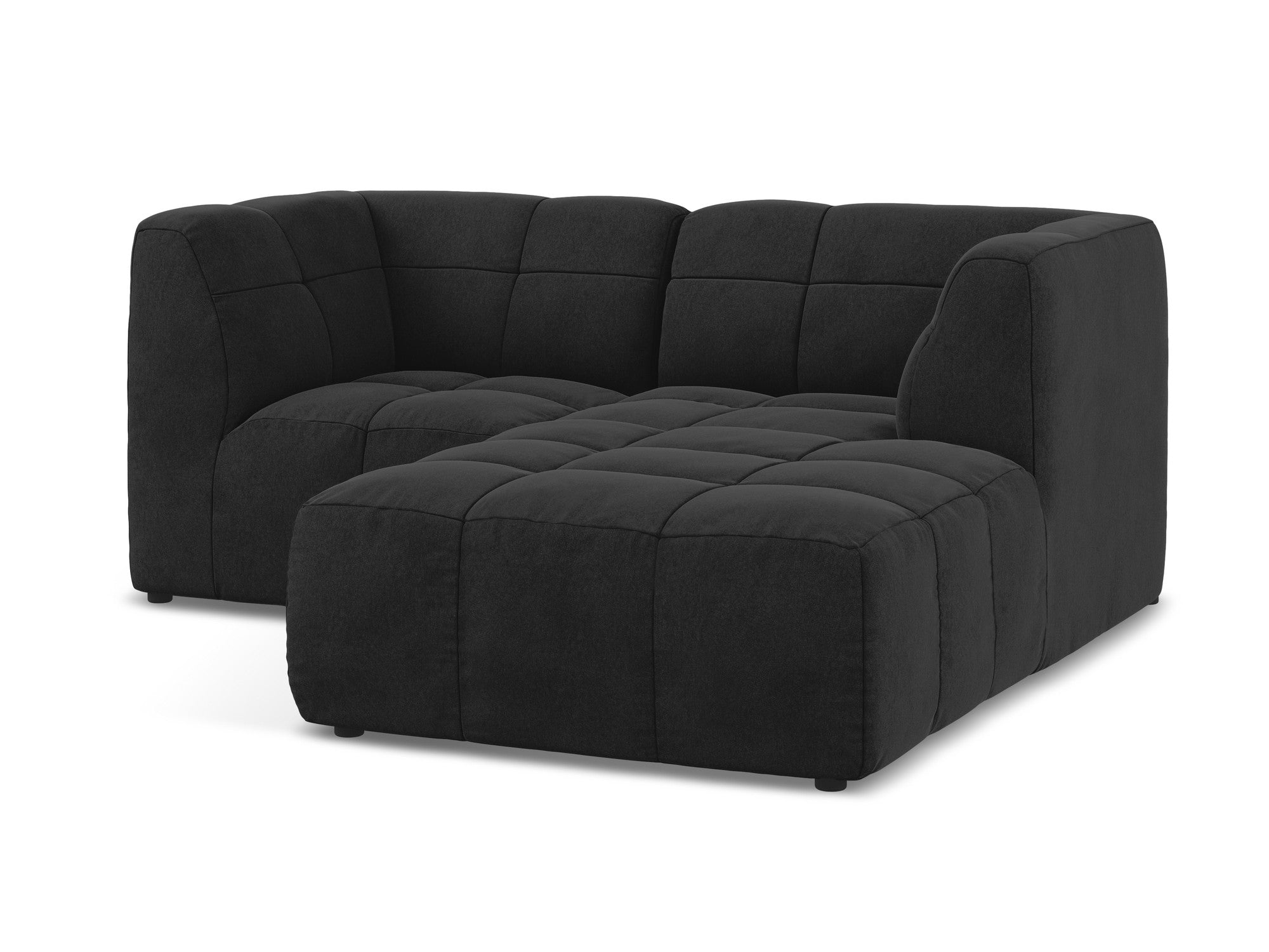 Black Right-Hand Velvet Modular Sofa for Two ALOHA