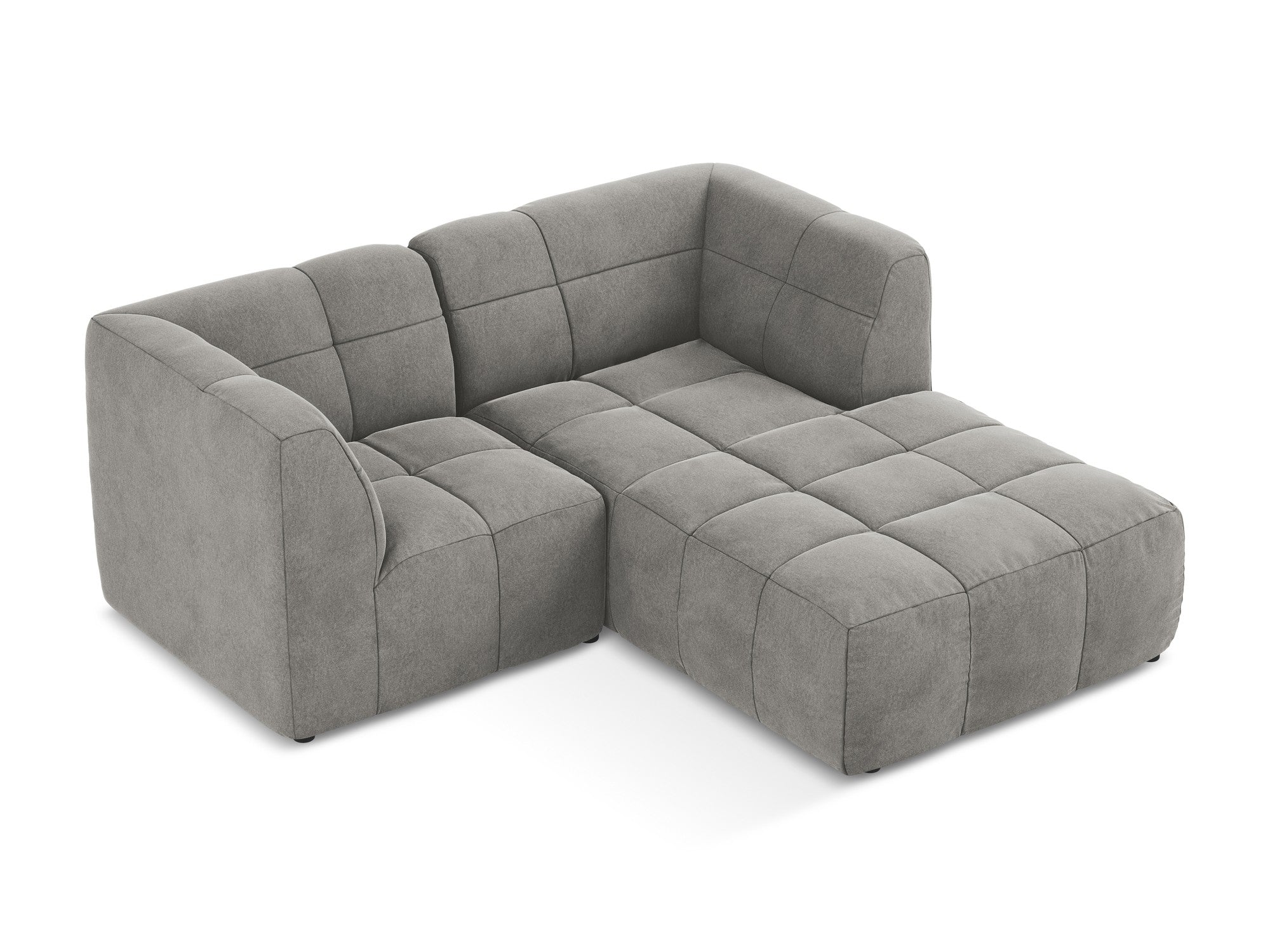 Right-facing velvet modular sofa for 2 people ALOHA gray