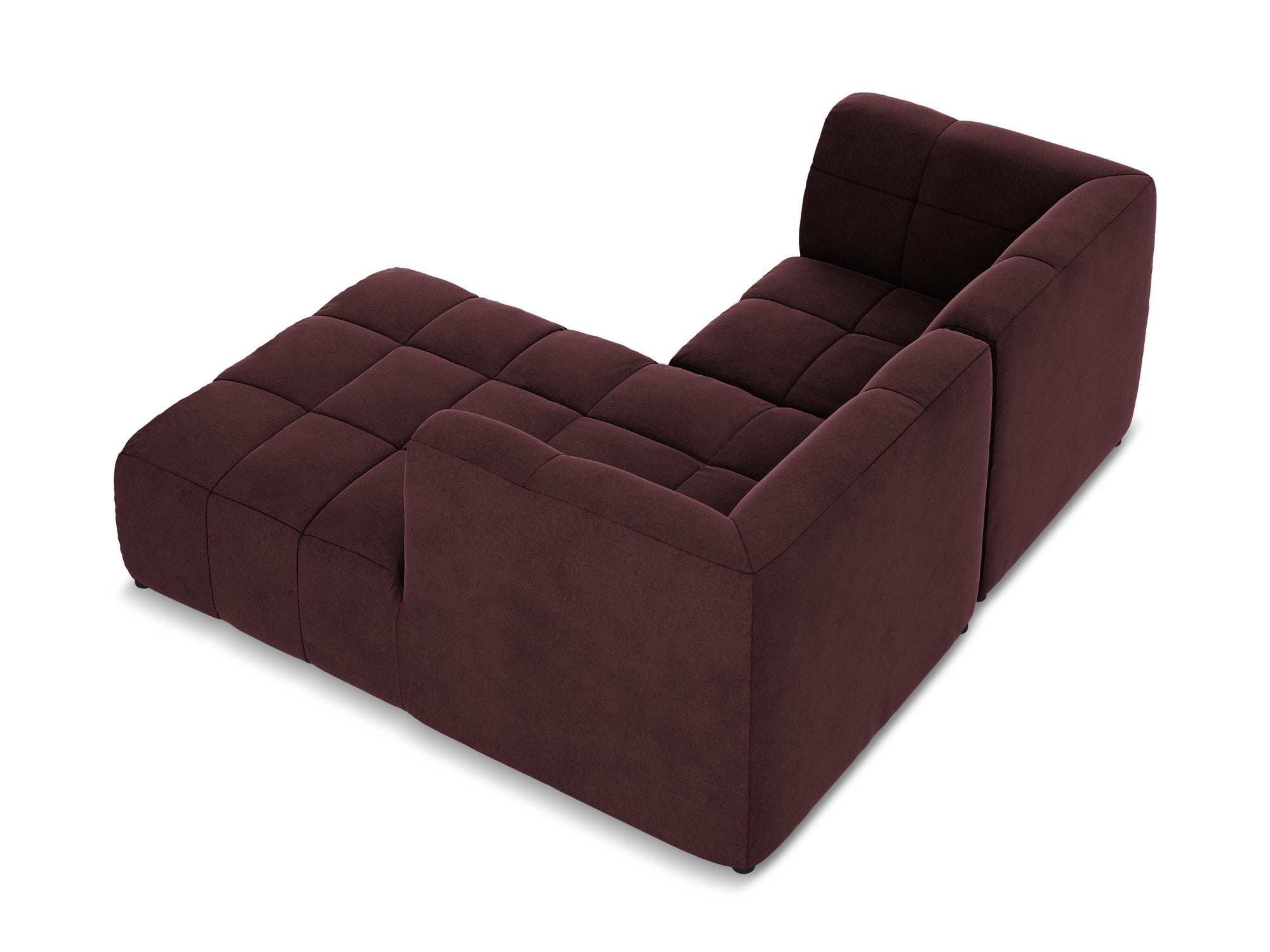 Right-facing velvet modular sofa for 2 people ALOHA in burgundy