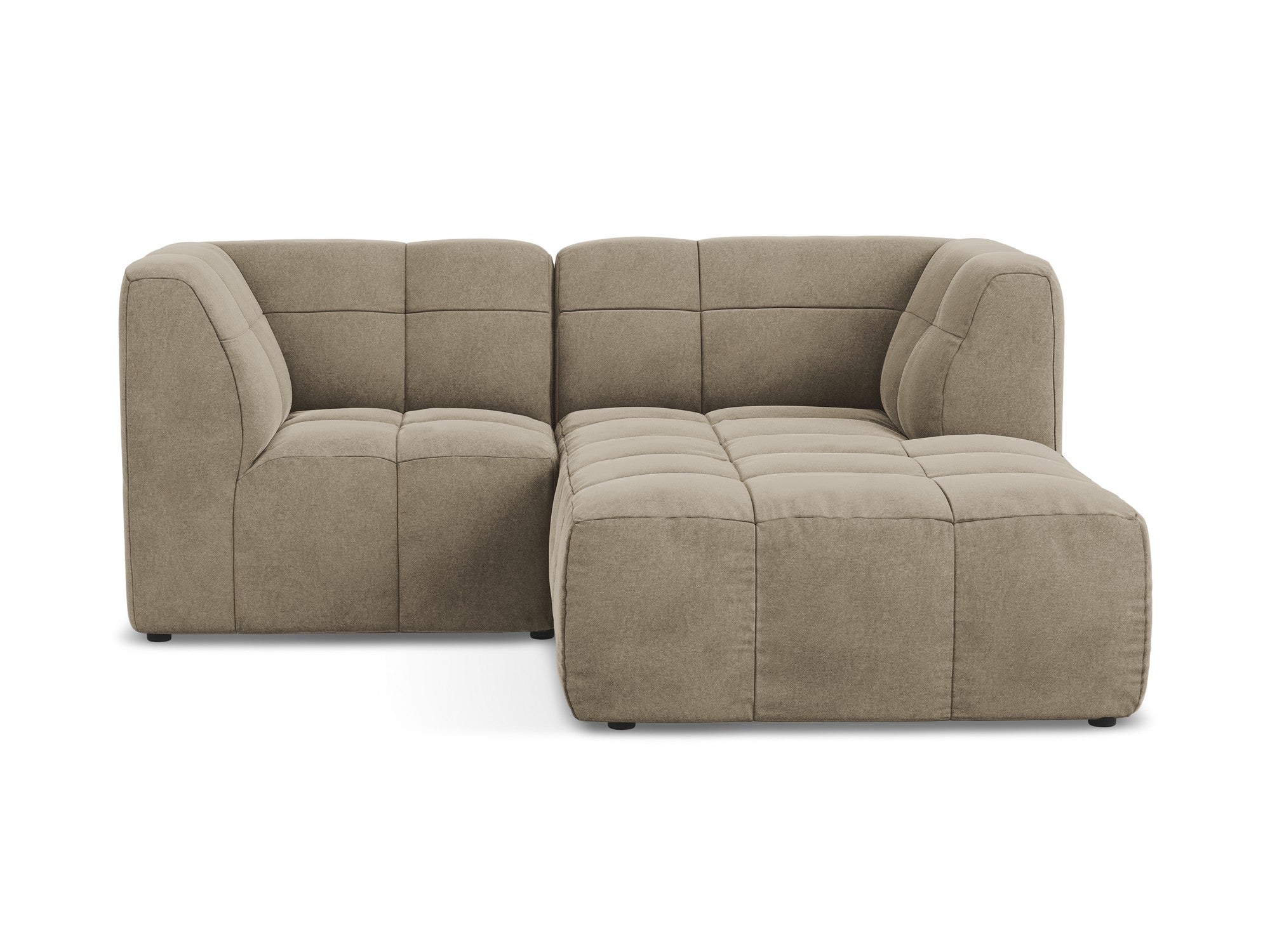 Beige Right-Handed Velvet Modular Sofa for Two ALOHA