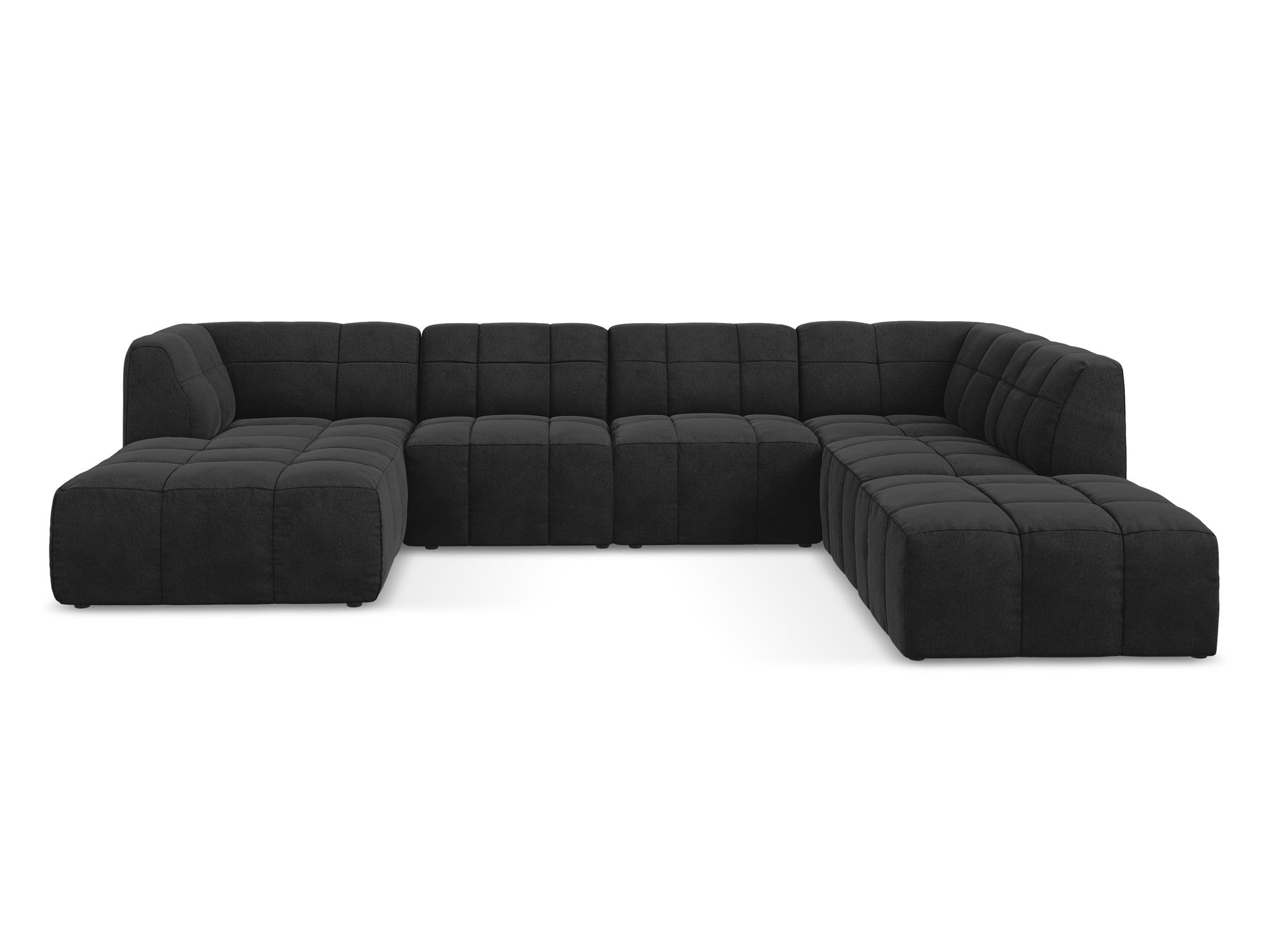 Modular Panoramic Velvet Corner Sofa ALOHA Black