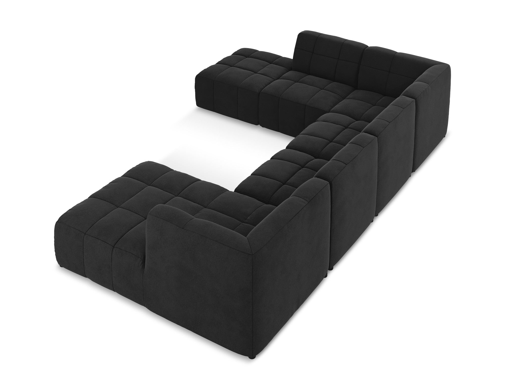 Modular Panoramic Velvet Corner Sofa ALOHA Black