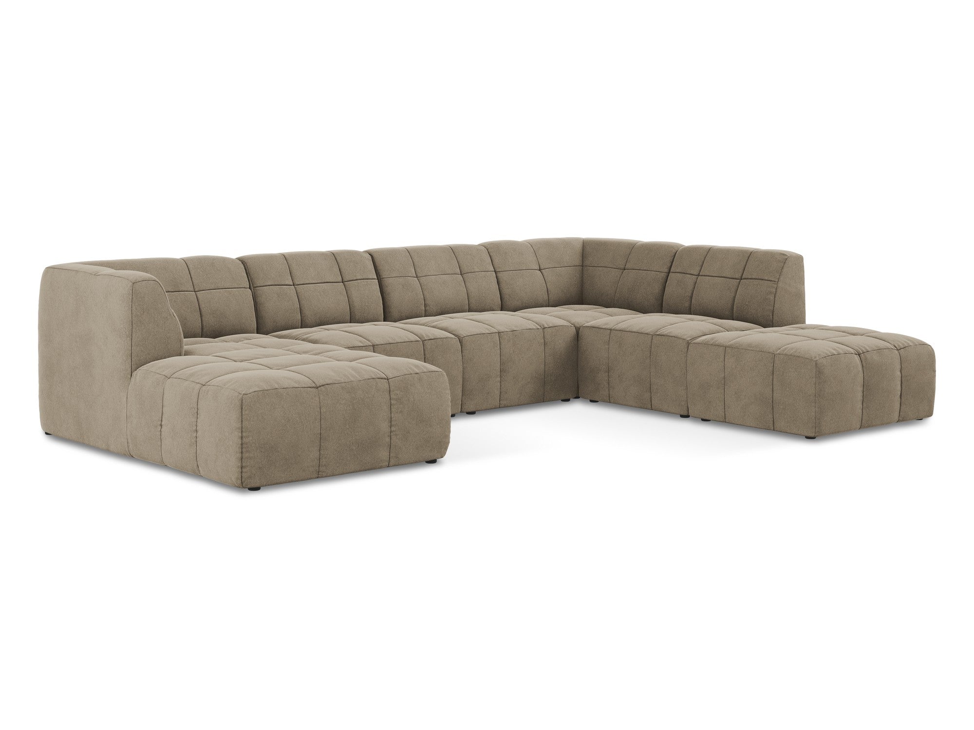 Beige Modular Panoramic Velvet Corner Sofa ALOHA