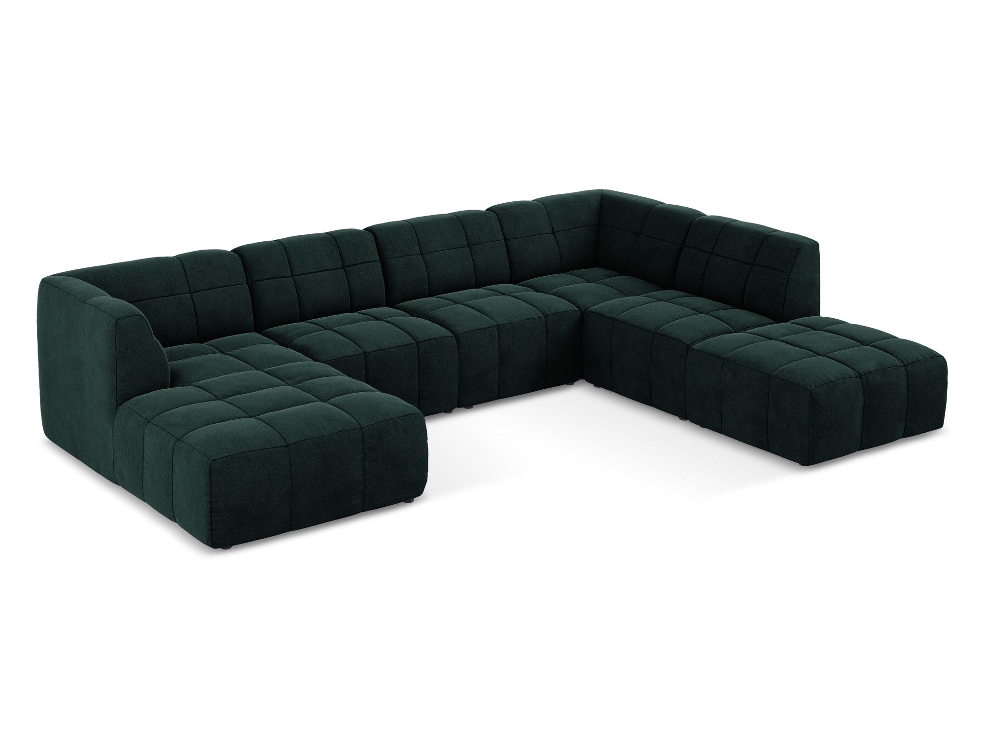 Modular Panoramic Velvet Corner Sofa ALOHA Gray-Green