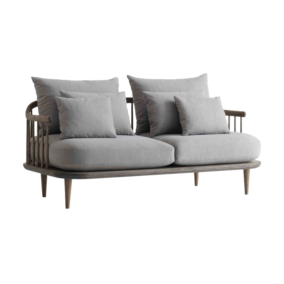 Sofa pre 2 osoby FLY SC2 čalúnená s dymovým dubovým podstavcom