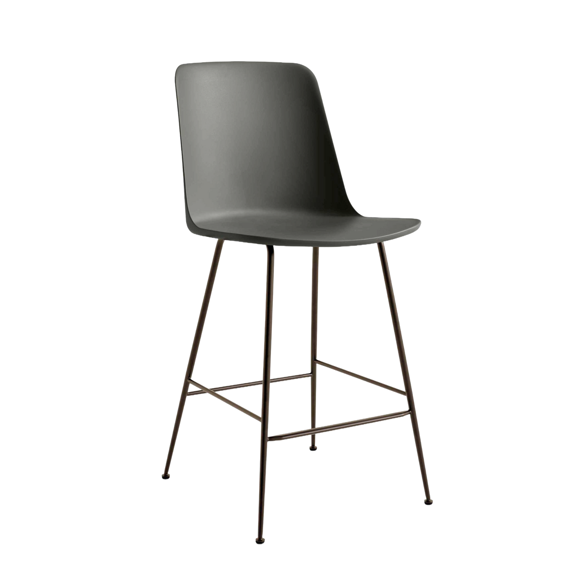 Barové stoličky RELY grafitová s hnedou oceľovou základňou