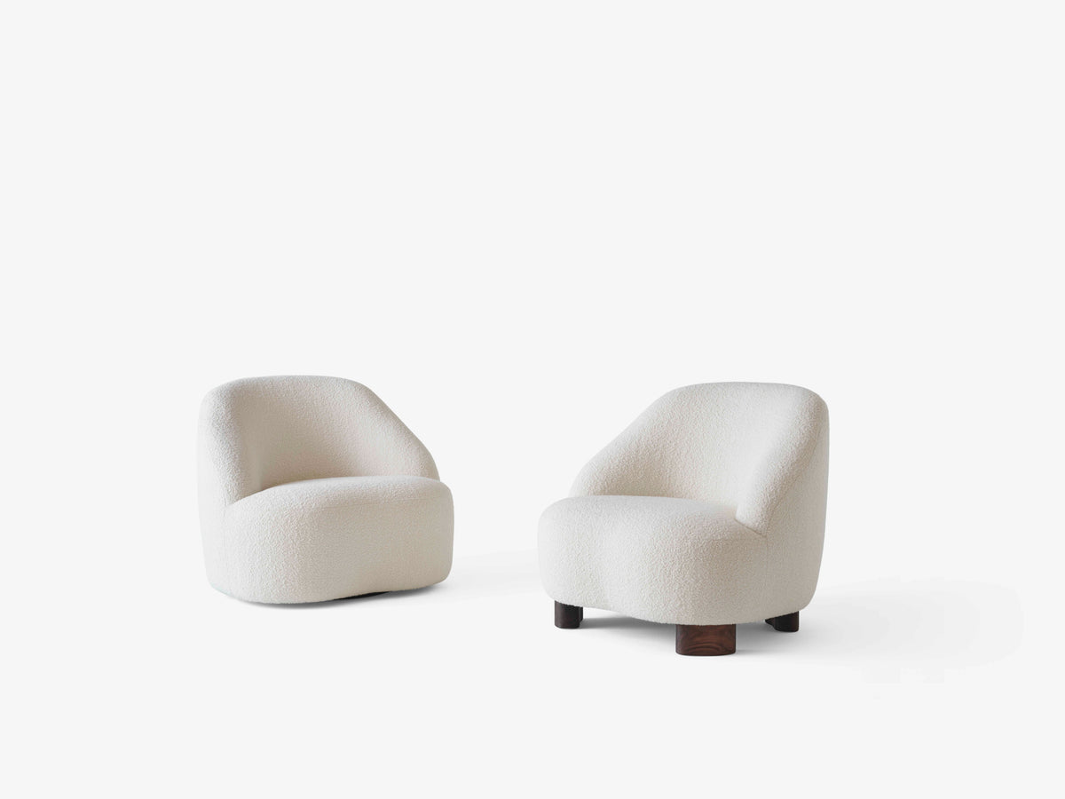 Fotel MARGAS LC1 čalúnený s orechovým podstavcom