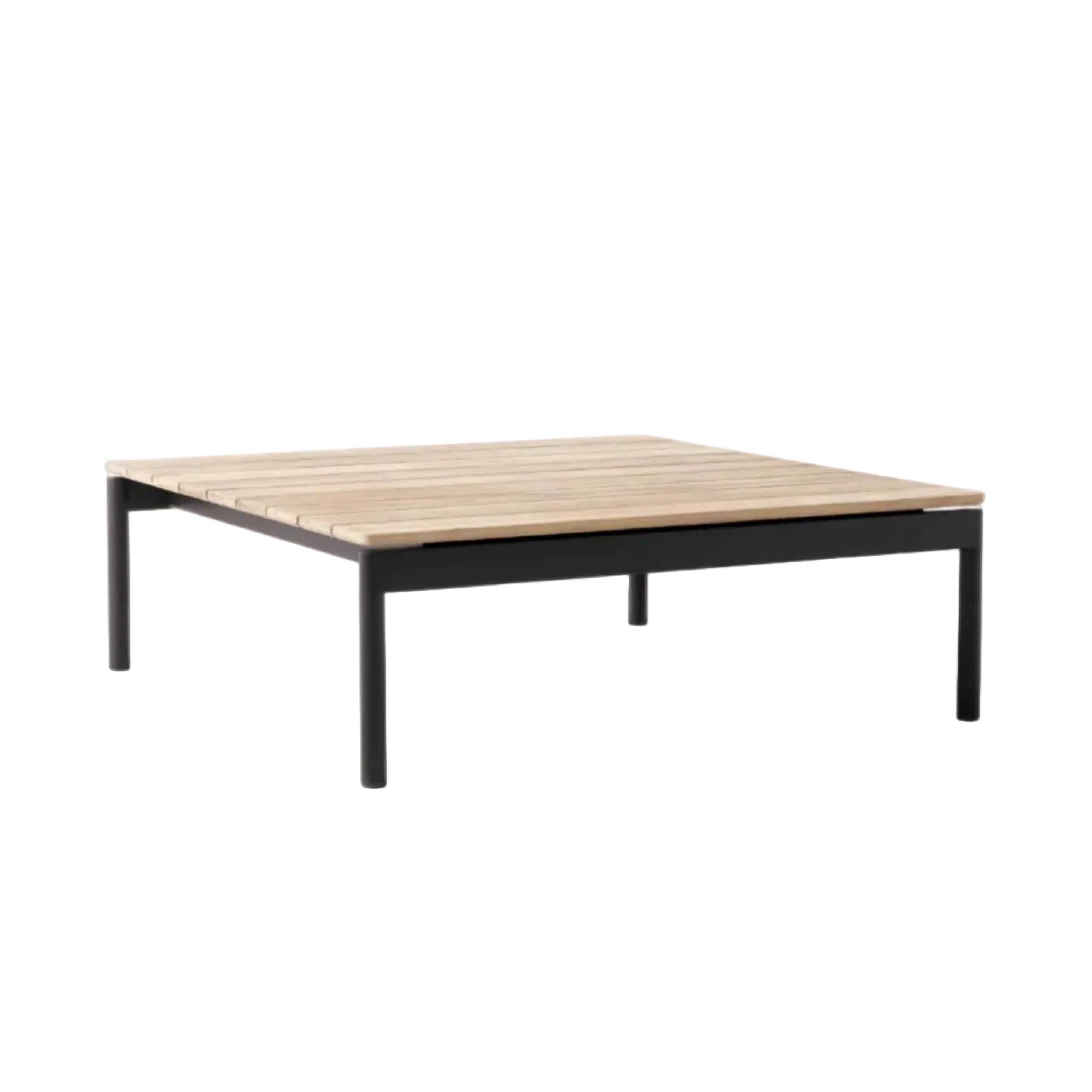 Záhradný konferenčný stolík VILLE AV50 z teakového dreva s čiernym podstavcom
