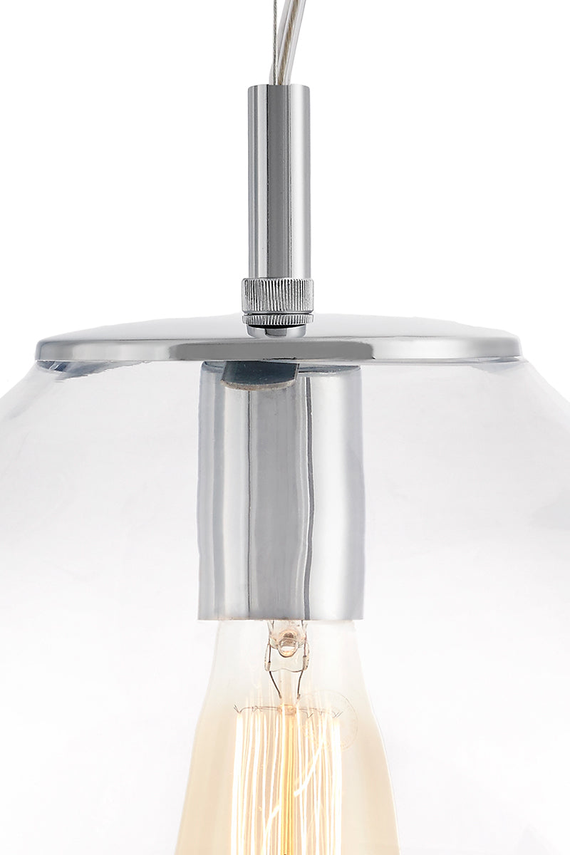 AVIA 3 three-point pendant lamp transparent with silver finish