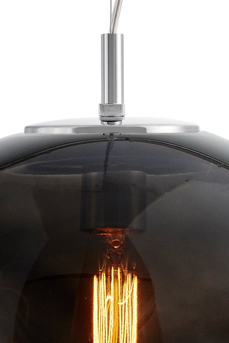 AVIA 3 three-point pendant lamp smoky black with silver finish