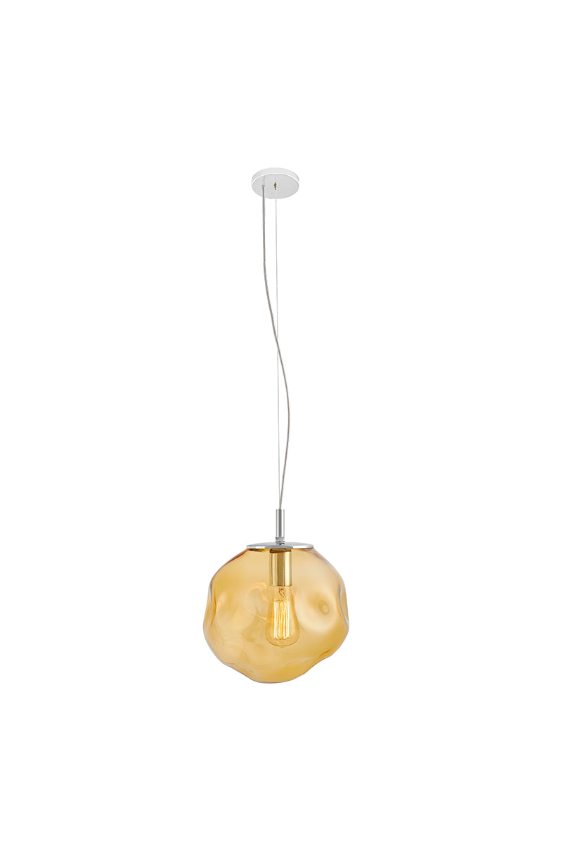AVIA Amber Pendant Lamp with Silver Finish