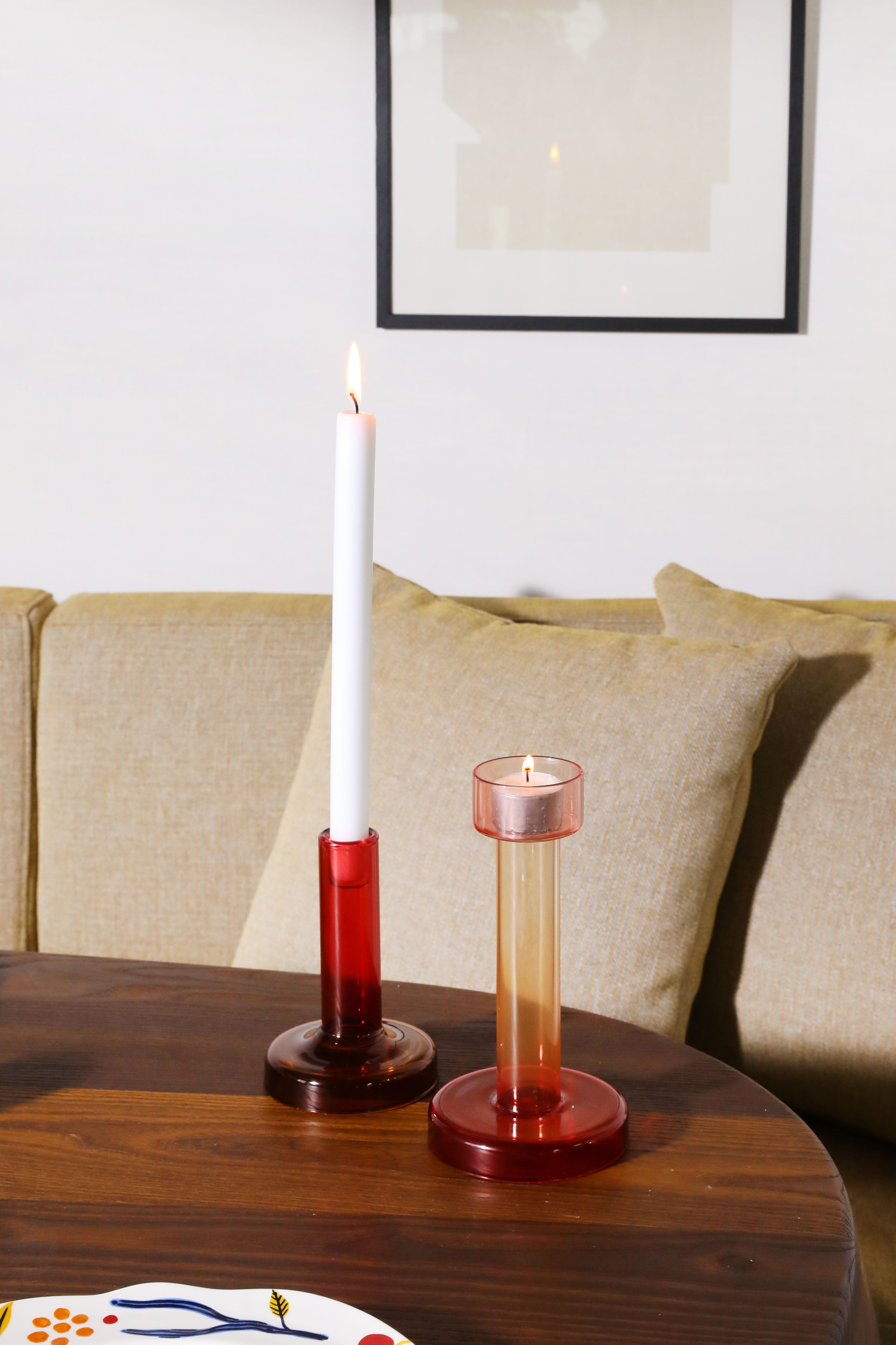 Sviečnik na tealight BOLE červený s ružovým