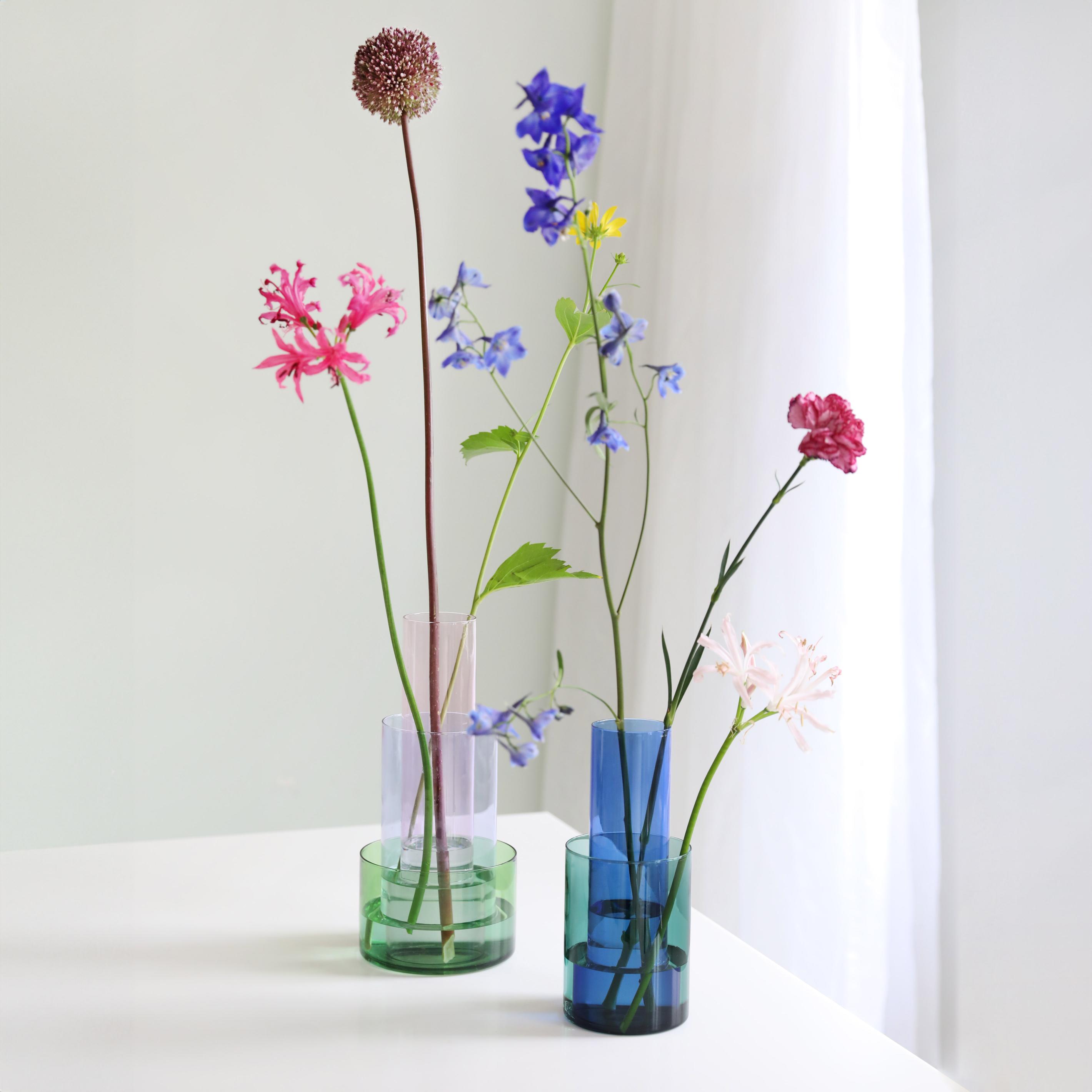 Váza AMPHI ružová s fialovou a zelenou