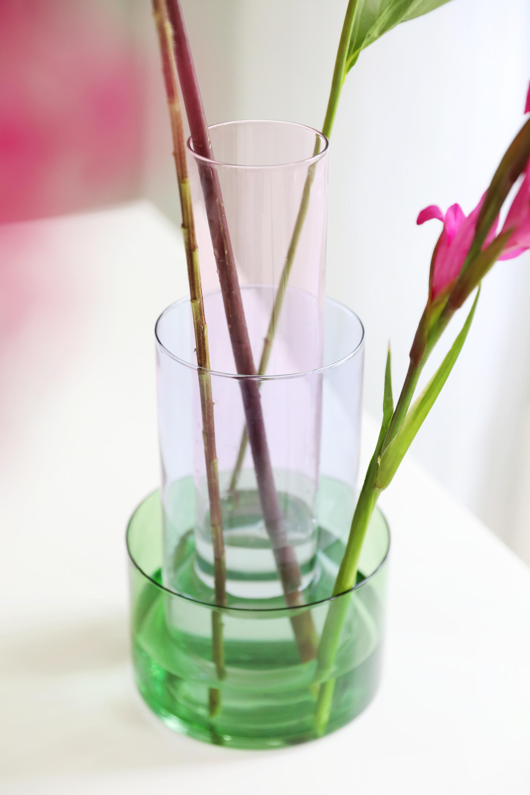 Váza AMPHI ružová s fialovou a zelenou