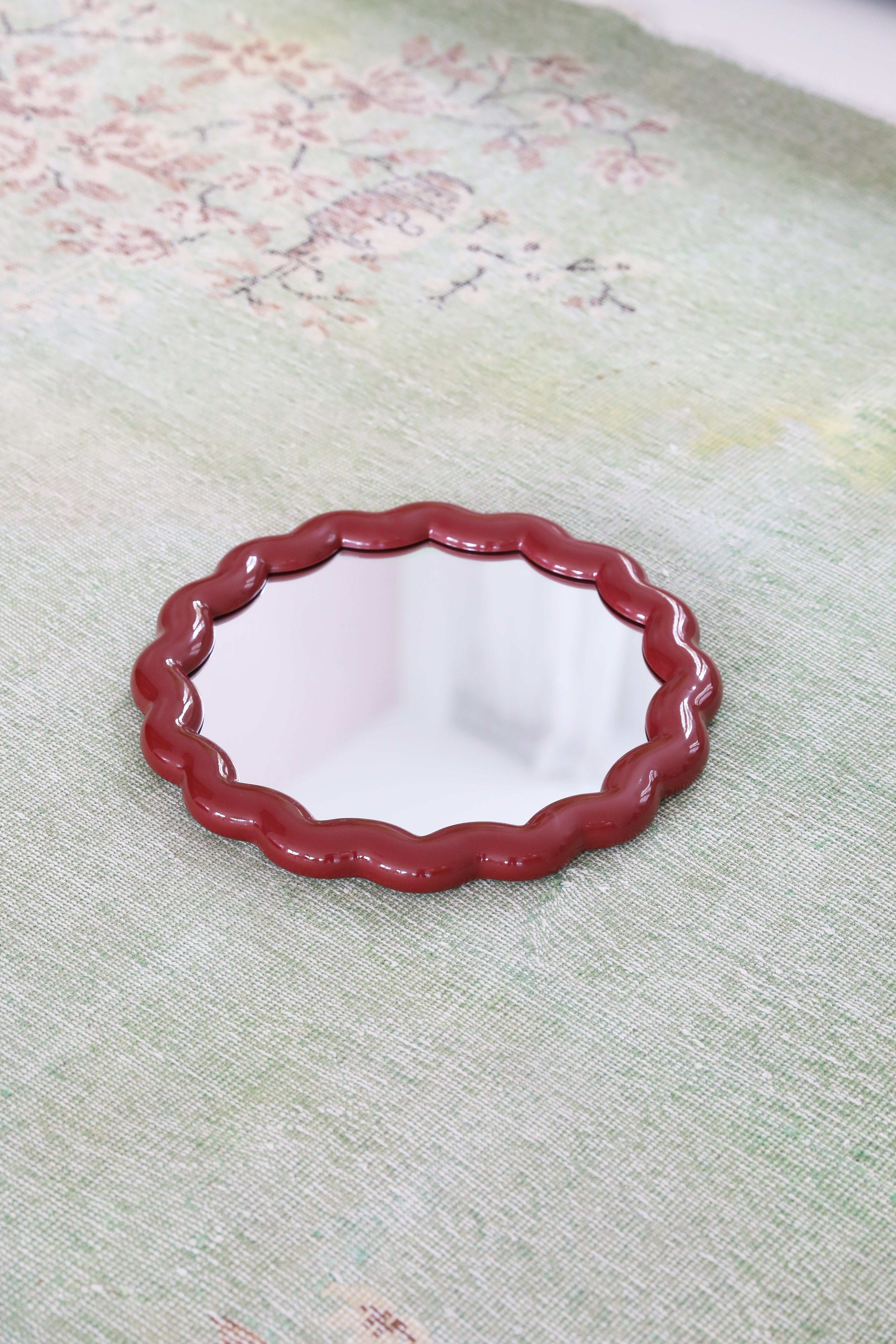 Round Mirror ZIGZAG Burgundy