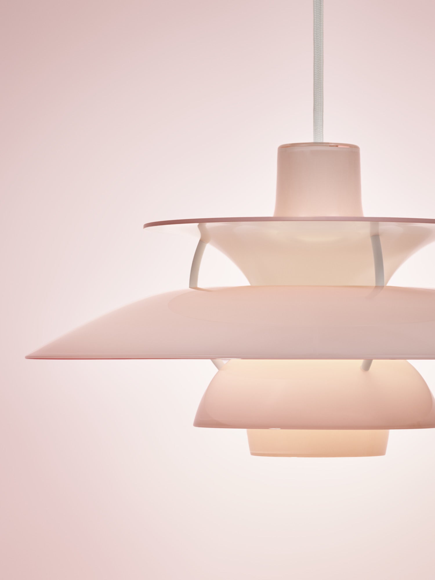 Závesná lampa PH 5 OPAL svetloružová