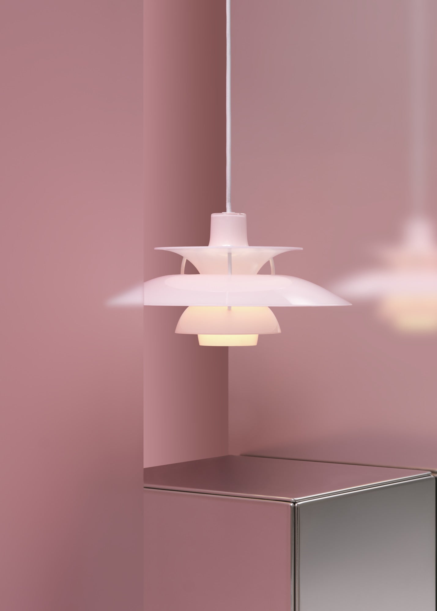 Závesná lampa PH 5 OPAL svetloružová