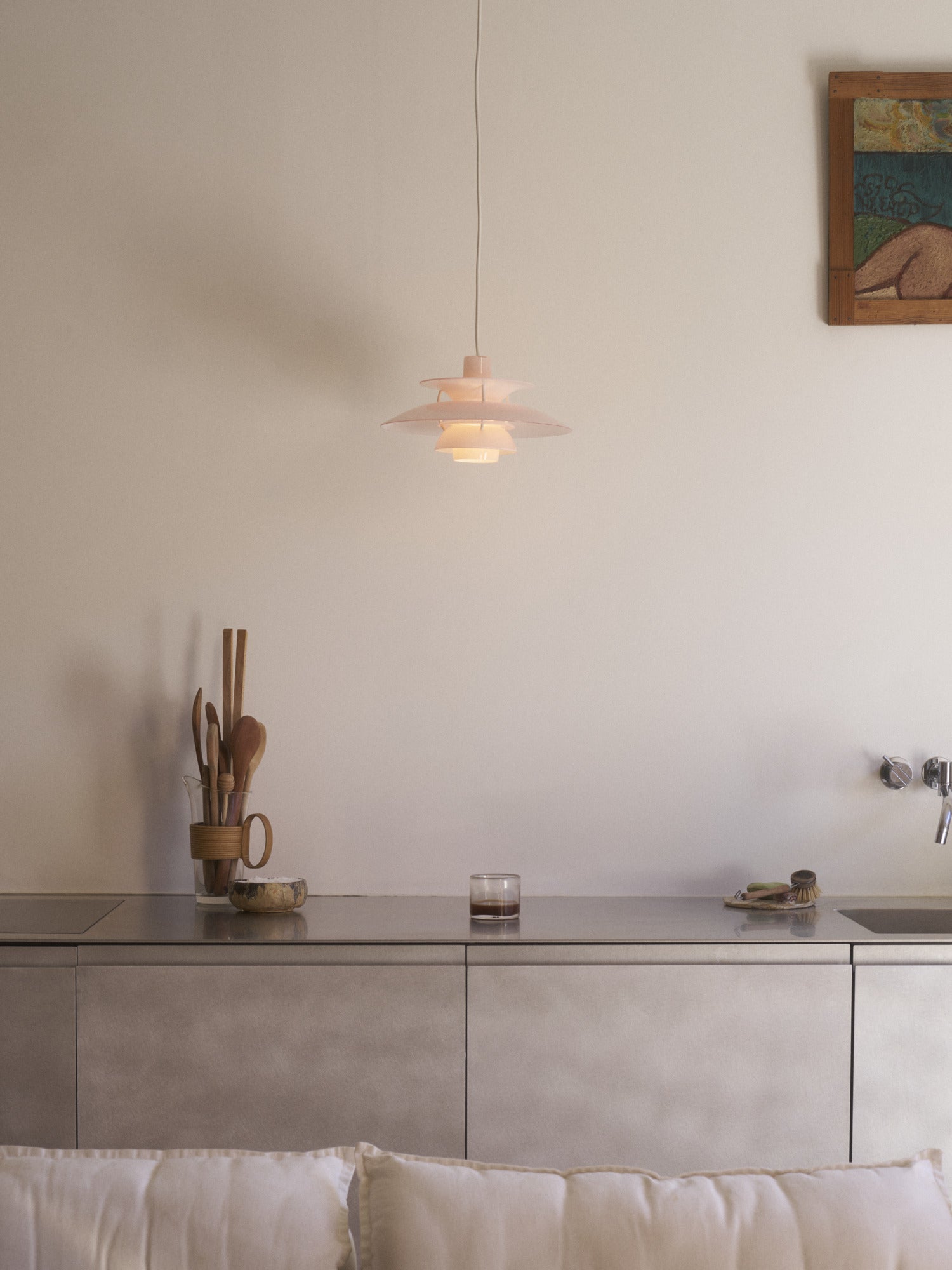 Závesná lampa PH 5 OPAL svetloružová