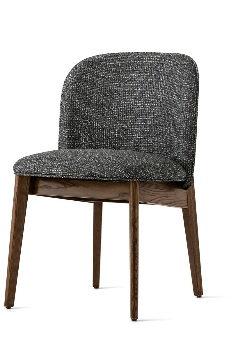 ABREY upholstered chair with a dark wooden base