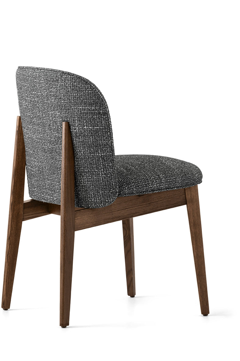 ABREY upholstered chair with a dark wooden base