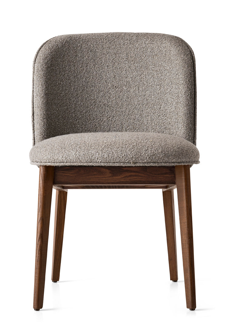 ABREY upholstered chair with a dark wooden base