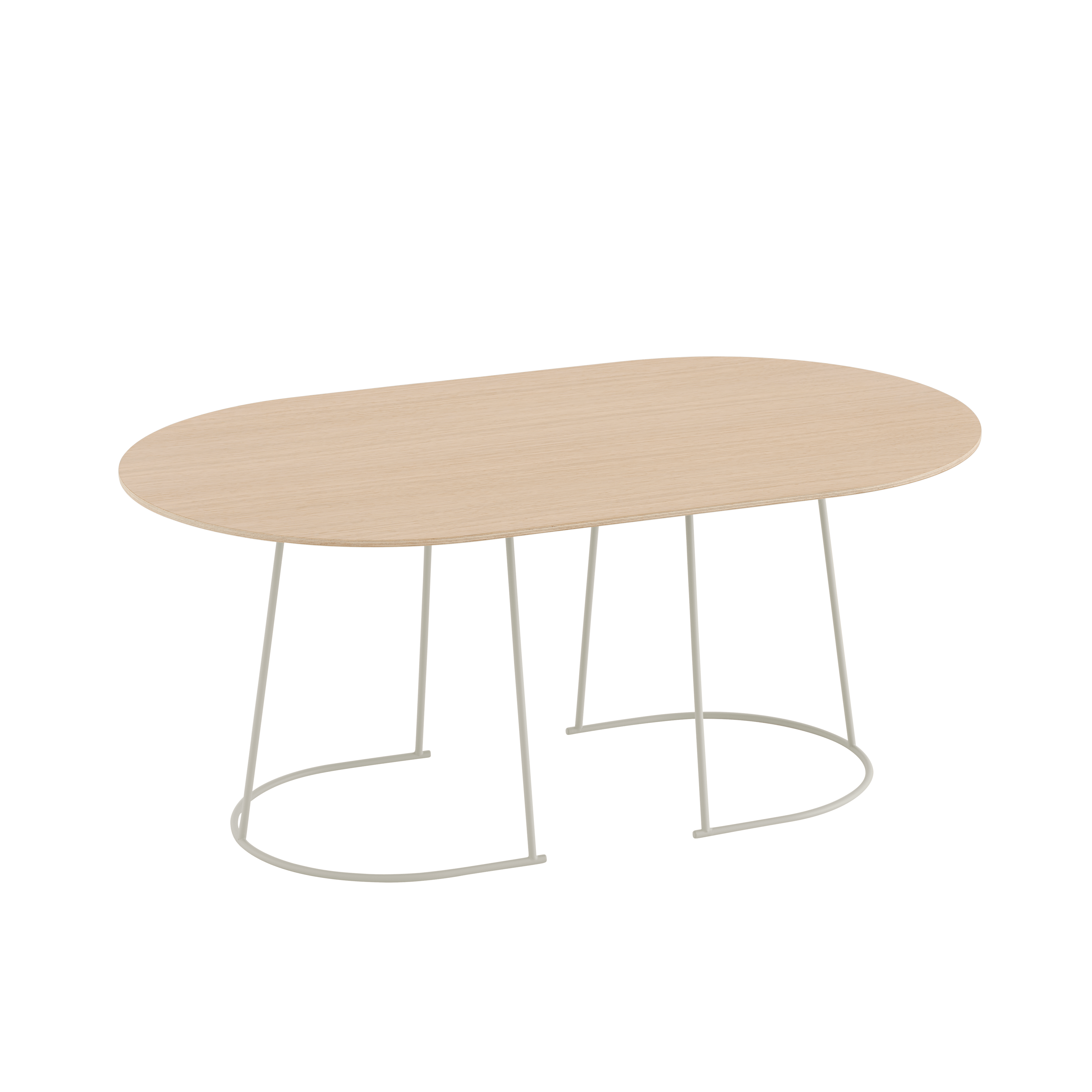 AIRY coffee table with oak veneer and a broken white base