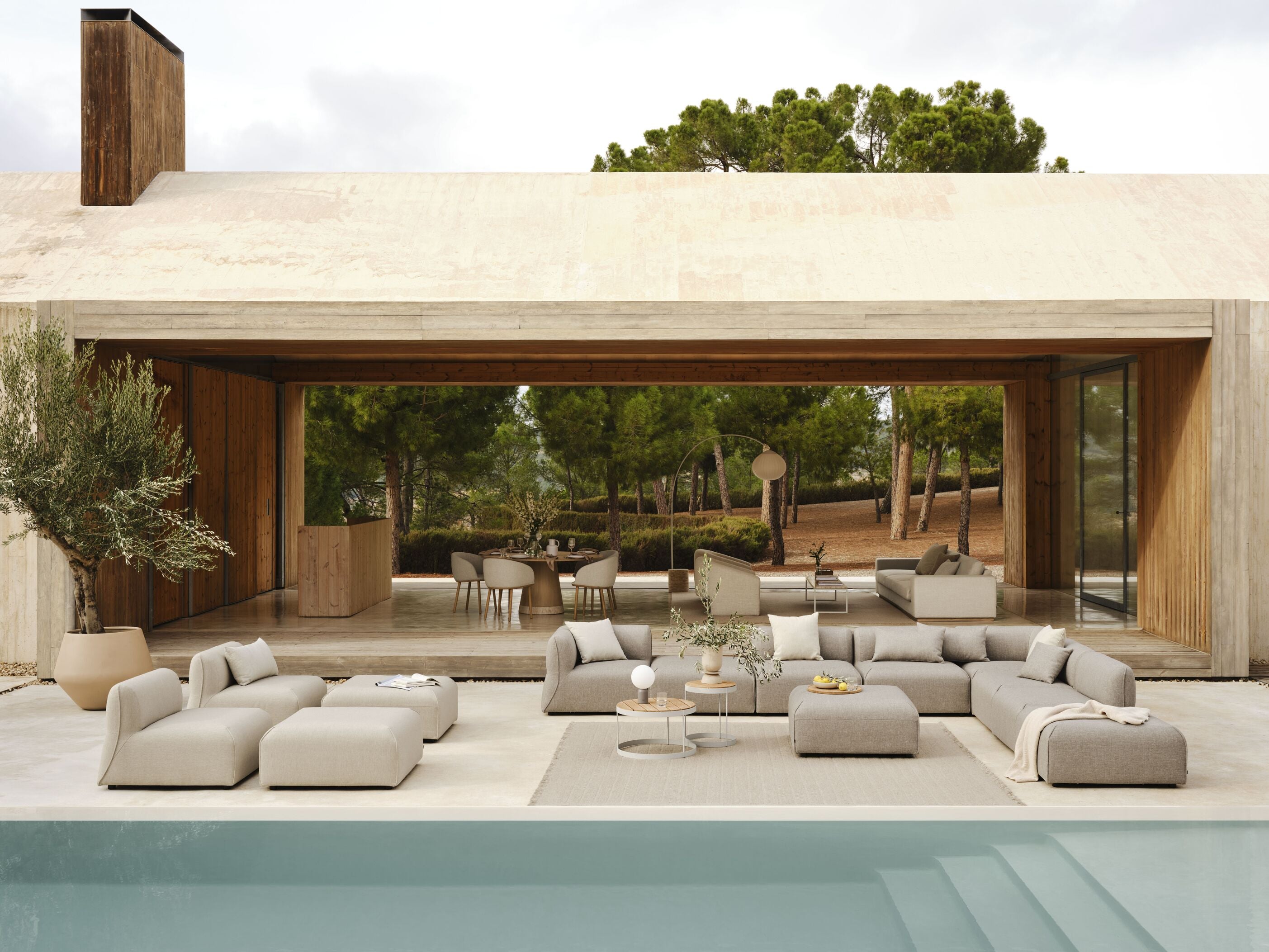 Modulárna vonkajšia pohovka ARKE - ľavý čalúnený modul