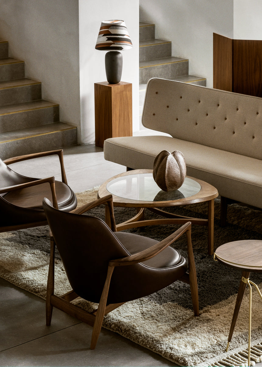 3-seater Sofa RADIOHUS beige with walnut base