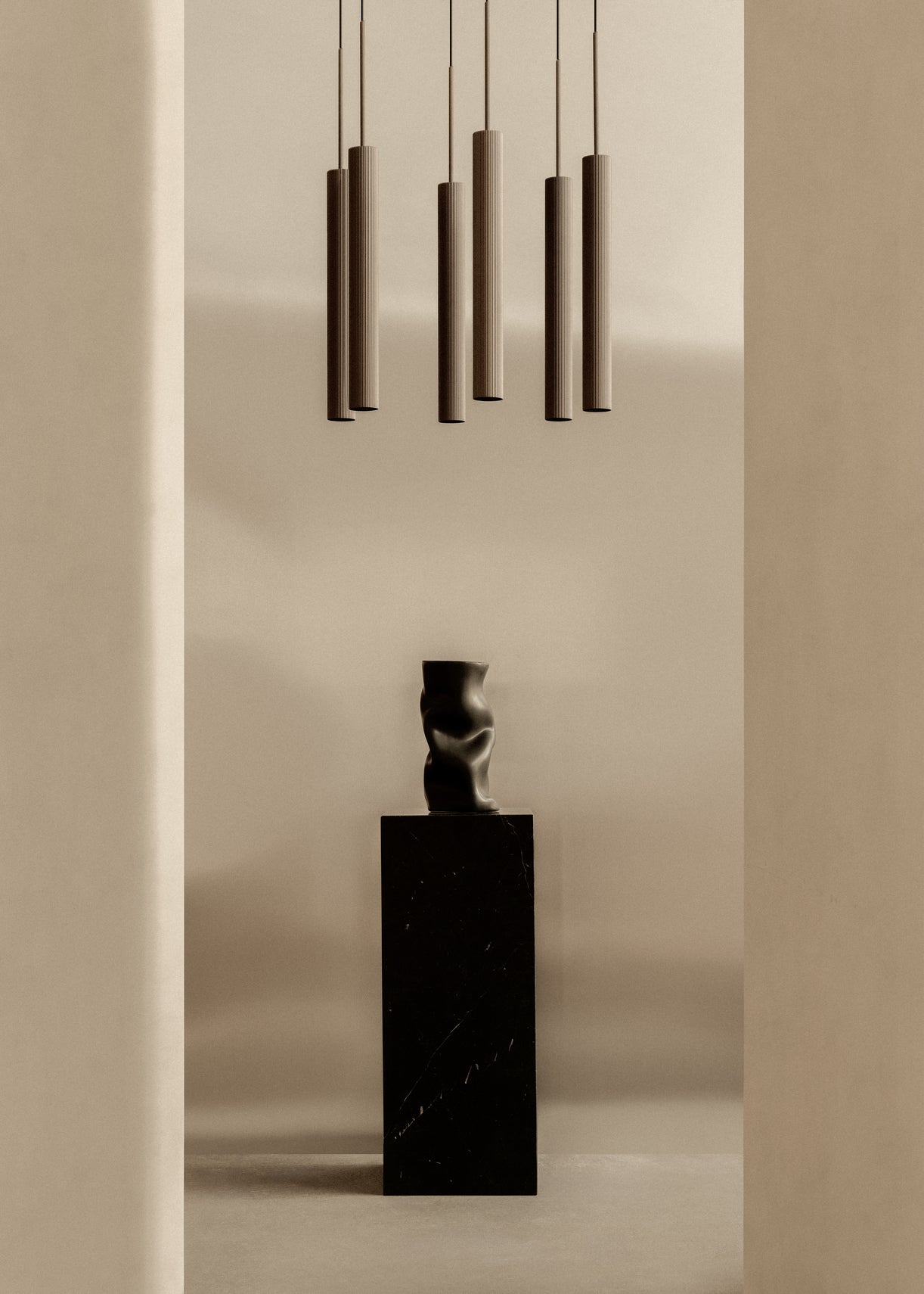 Brown TUBULAIRE Chandelier