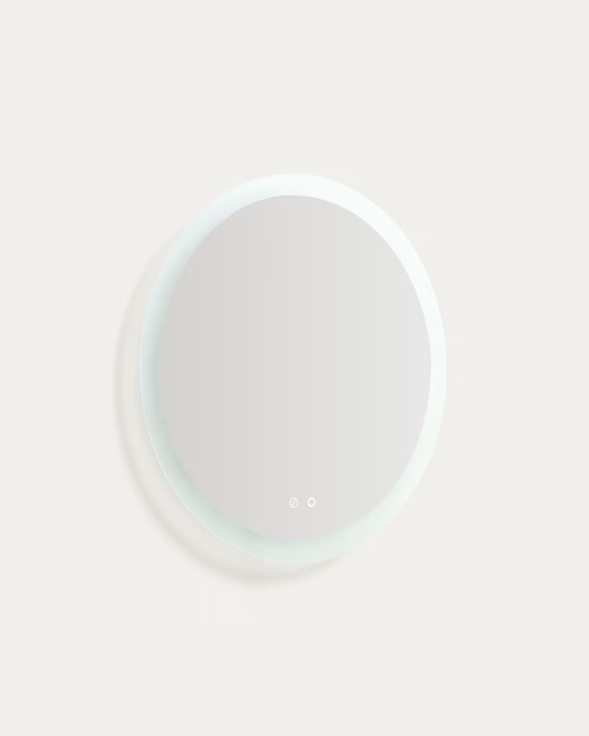 MERVI white illuminated round bathroom mirror