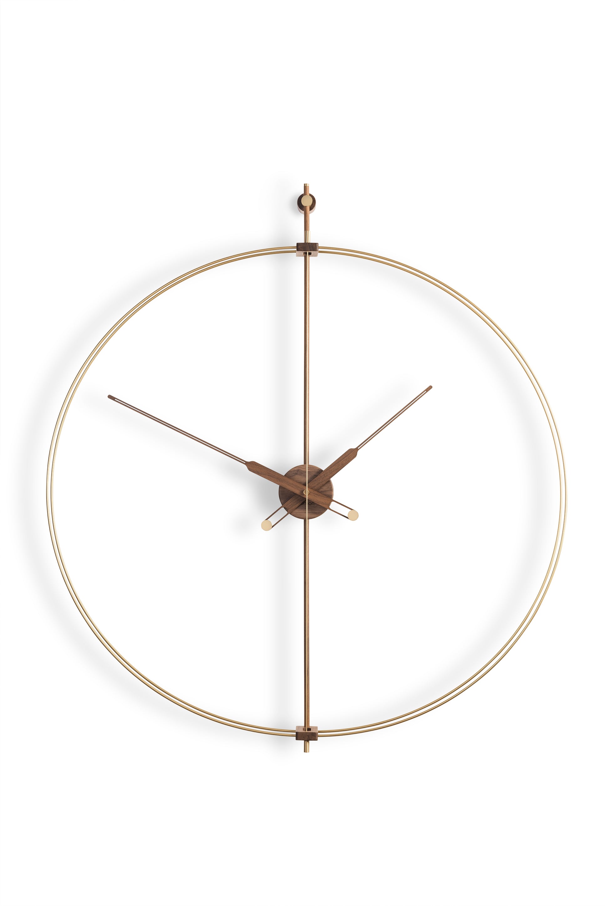 BARCELONA PREMIUM wall clock walnut wood with brass