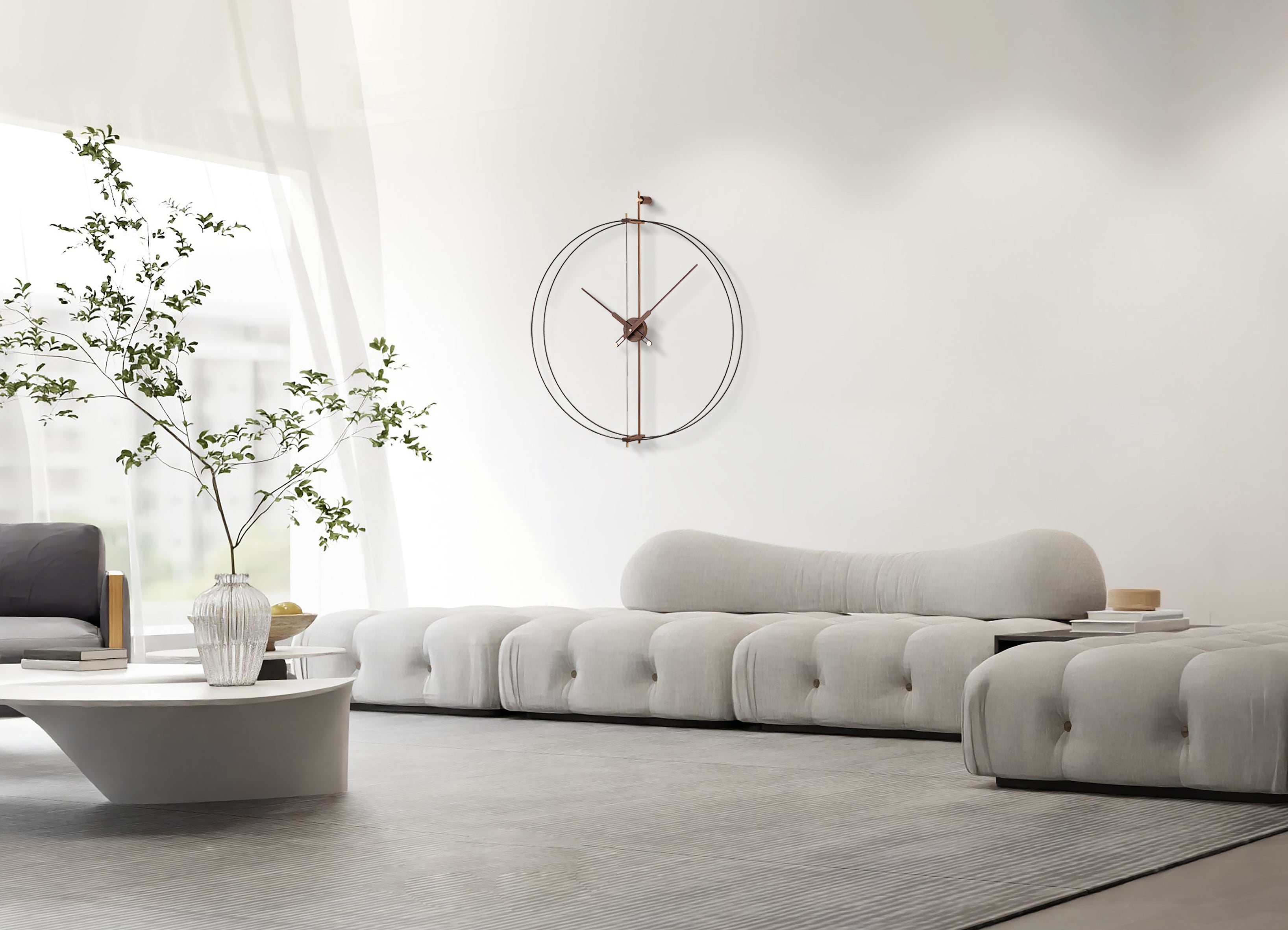 BARCELONA PREMIUM wall clock walnut wood with black