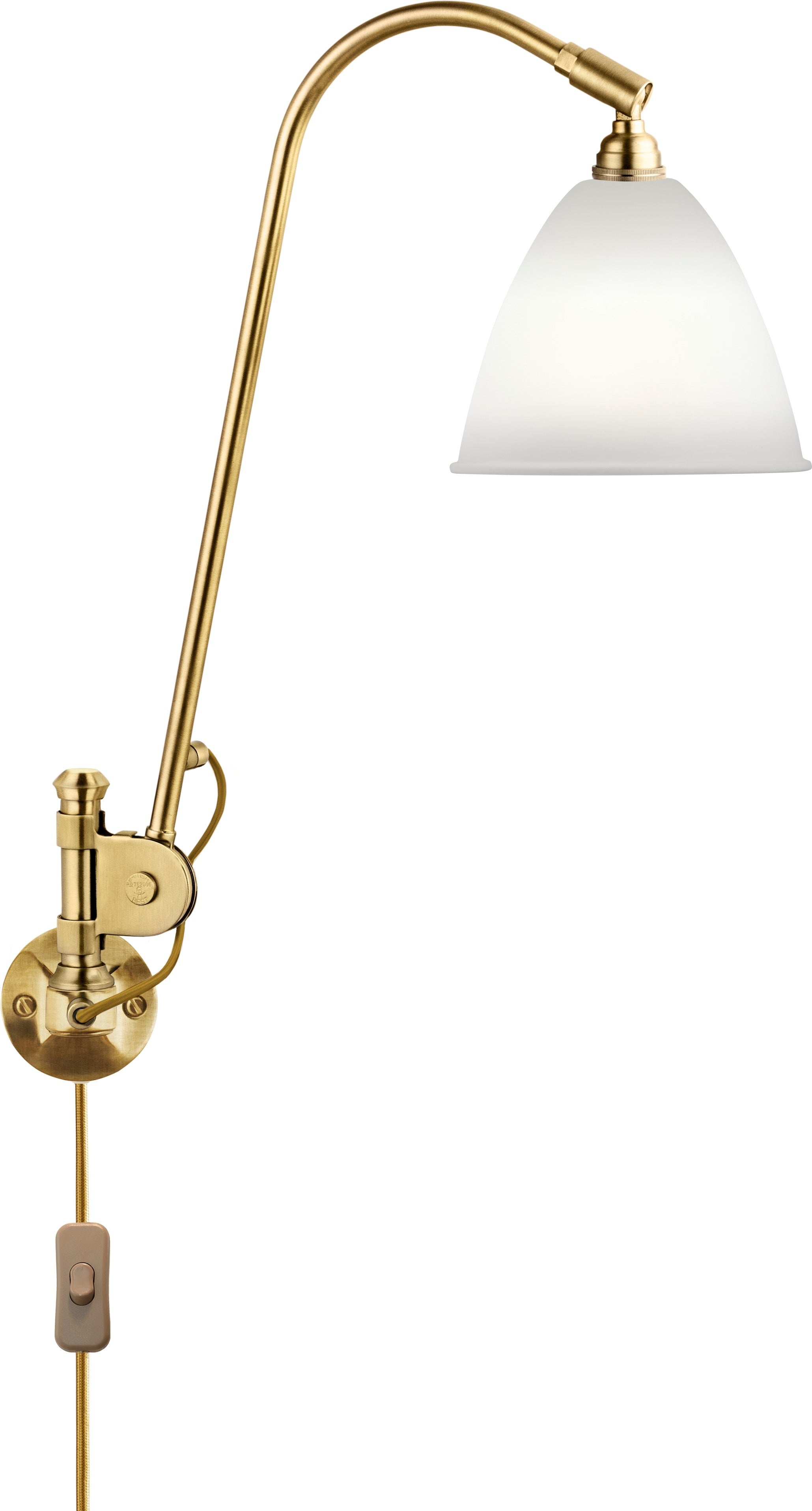 Nástenná lampa BESTLITE BL5 mosadz s porcelánovým tienidlom