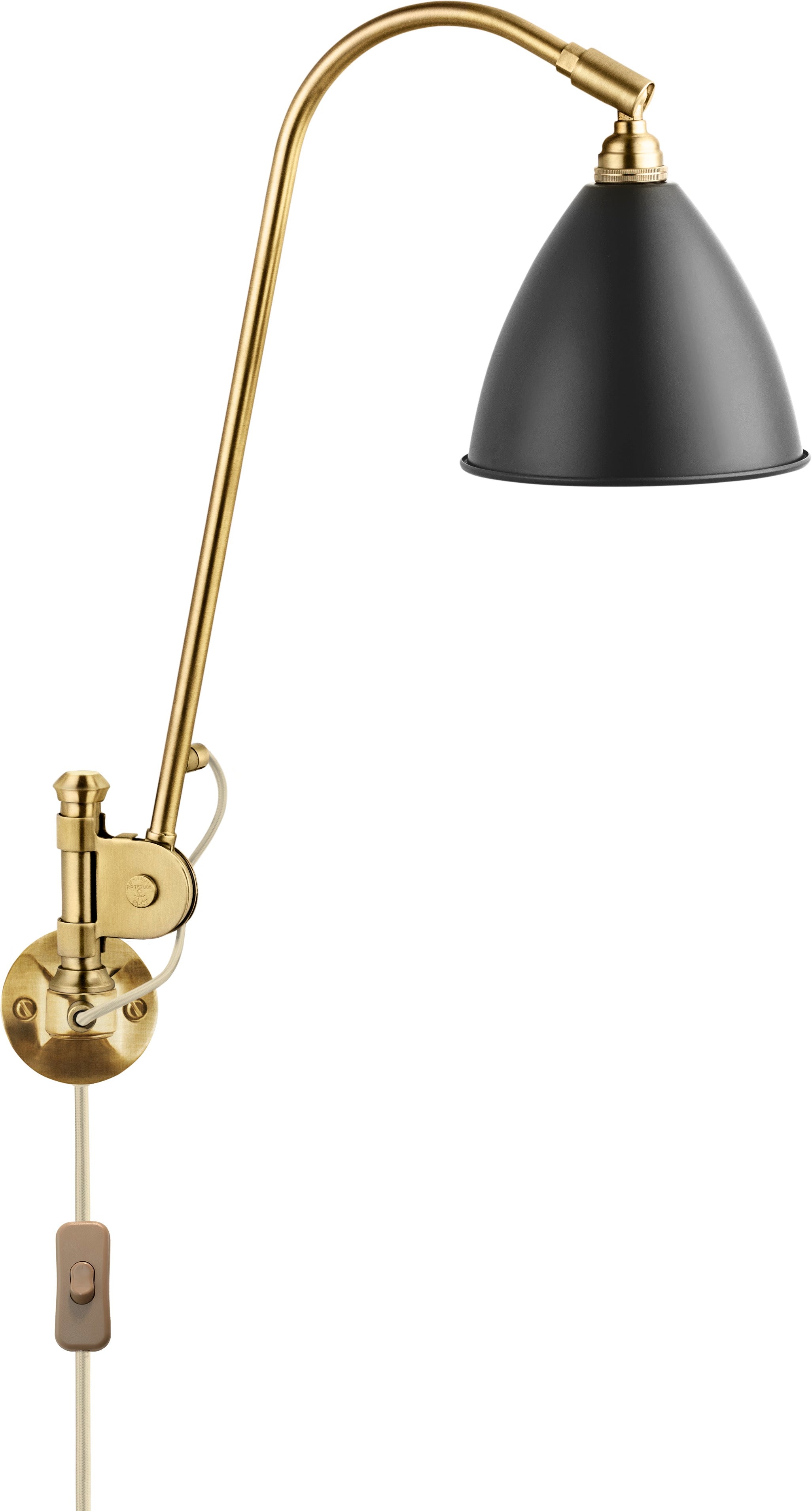 Nástenná lampa BESTLITE BL5 mosadz s čiernym tienidlom