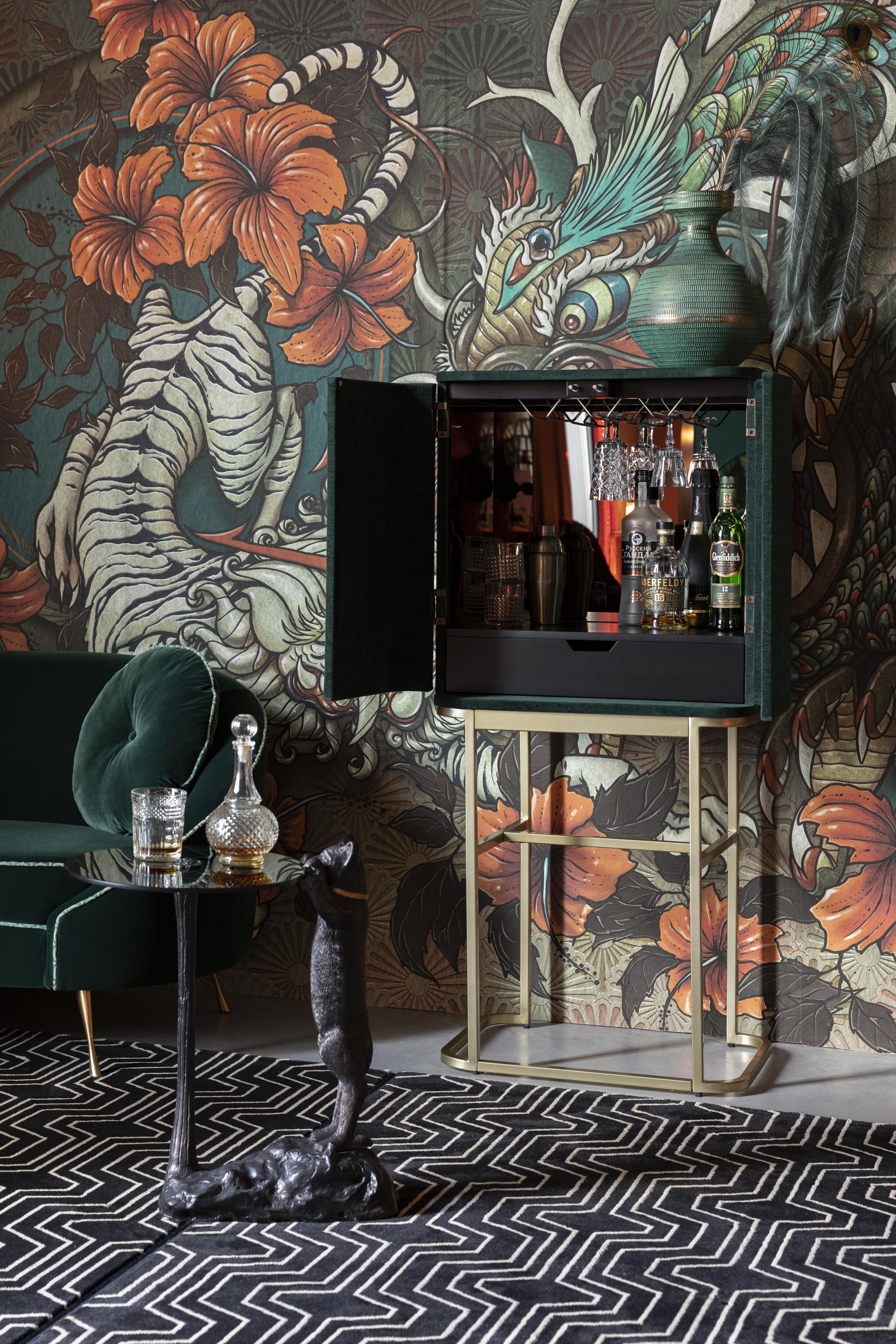 Barek AVA MORGANA tmavozelený so zlatým podstavcom