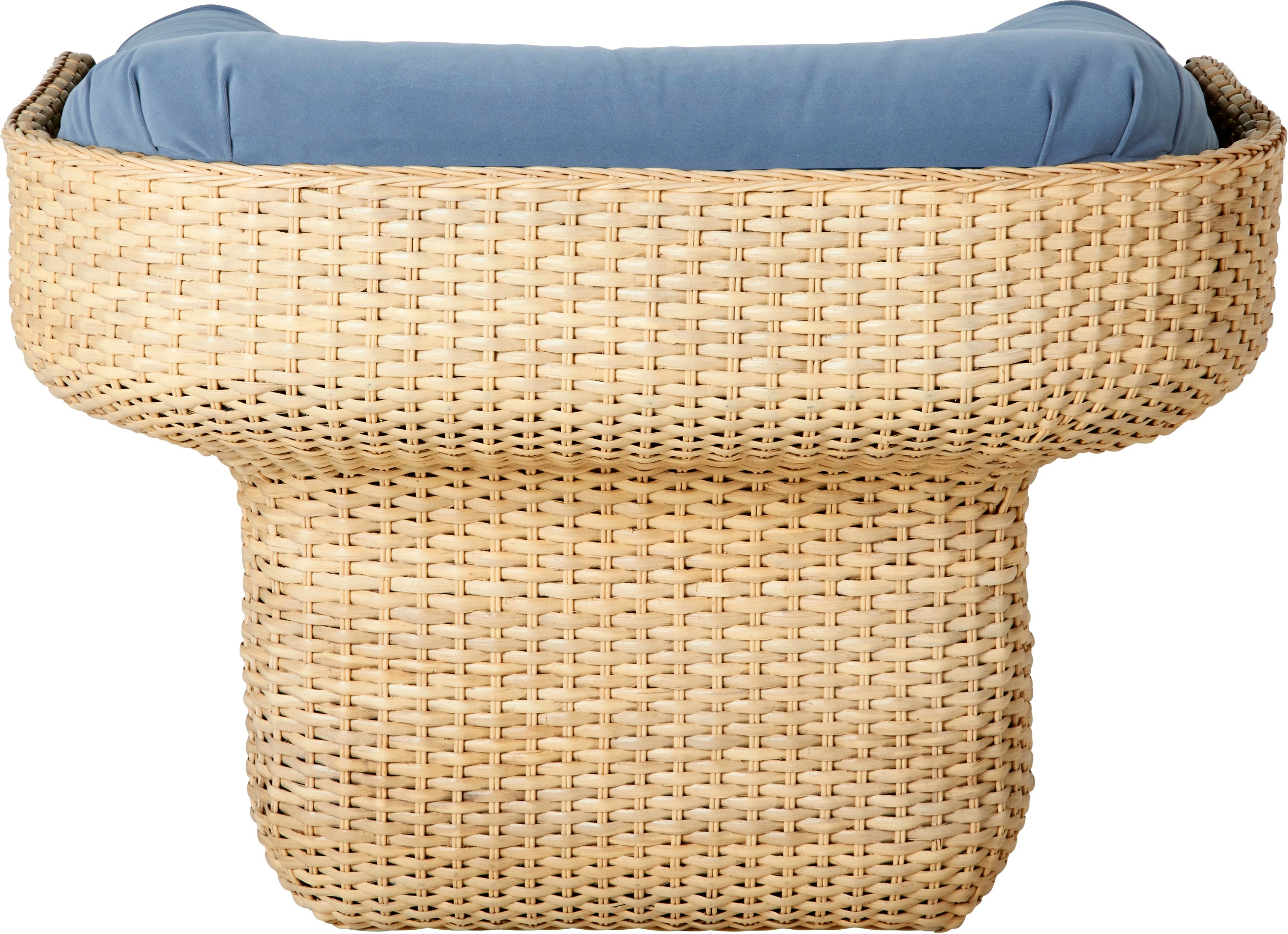 BASKET armchair in blue with rattan