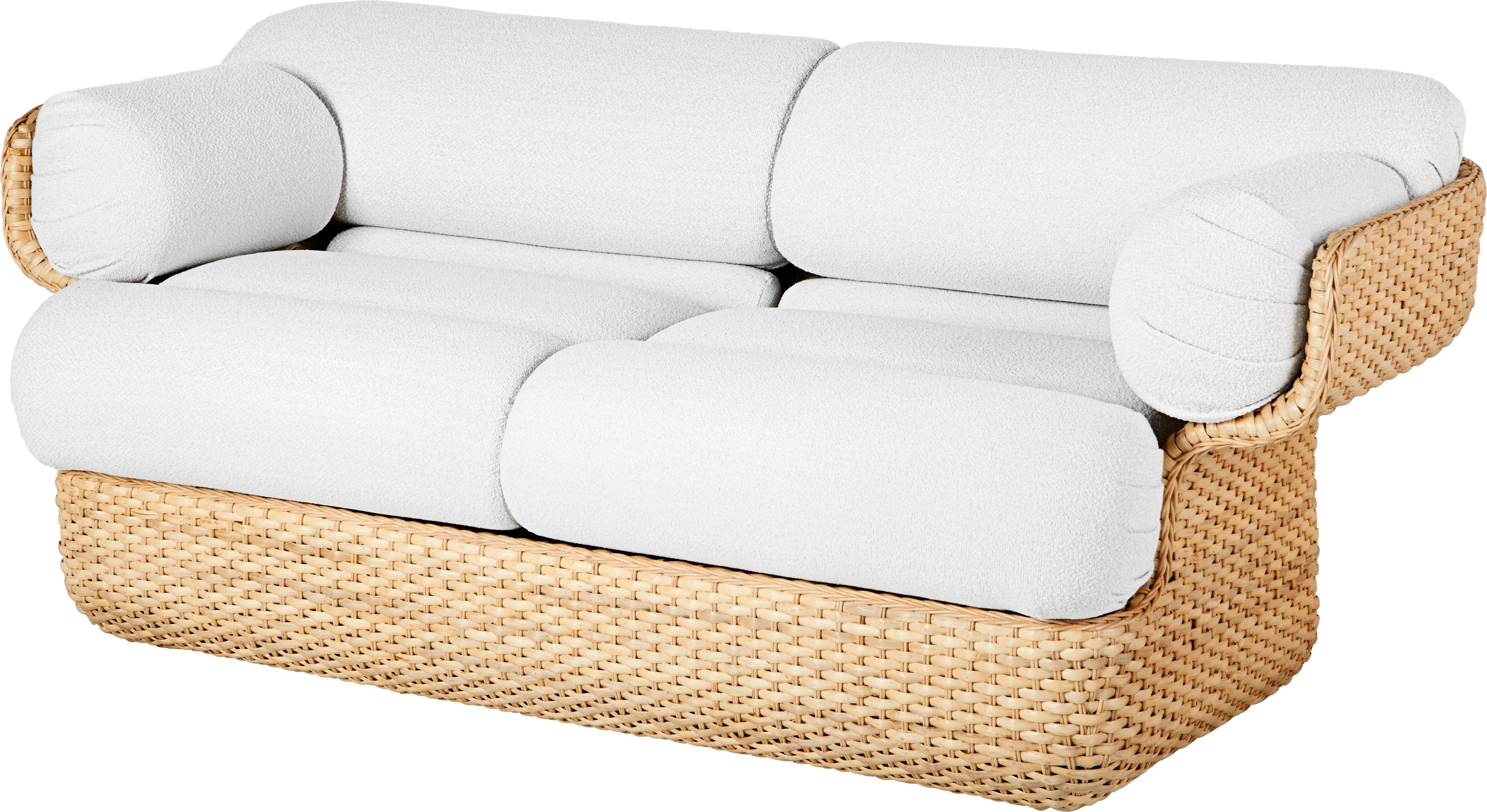 2-seater BASKET sofa in white with rattan