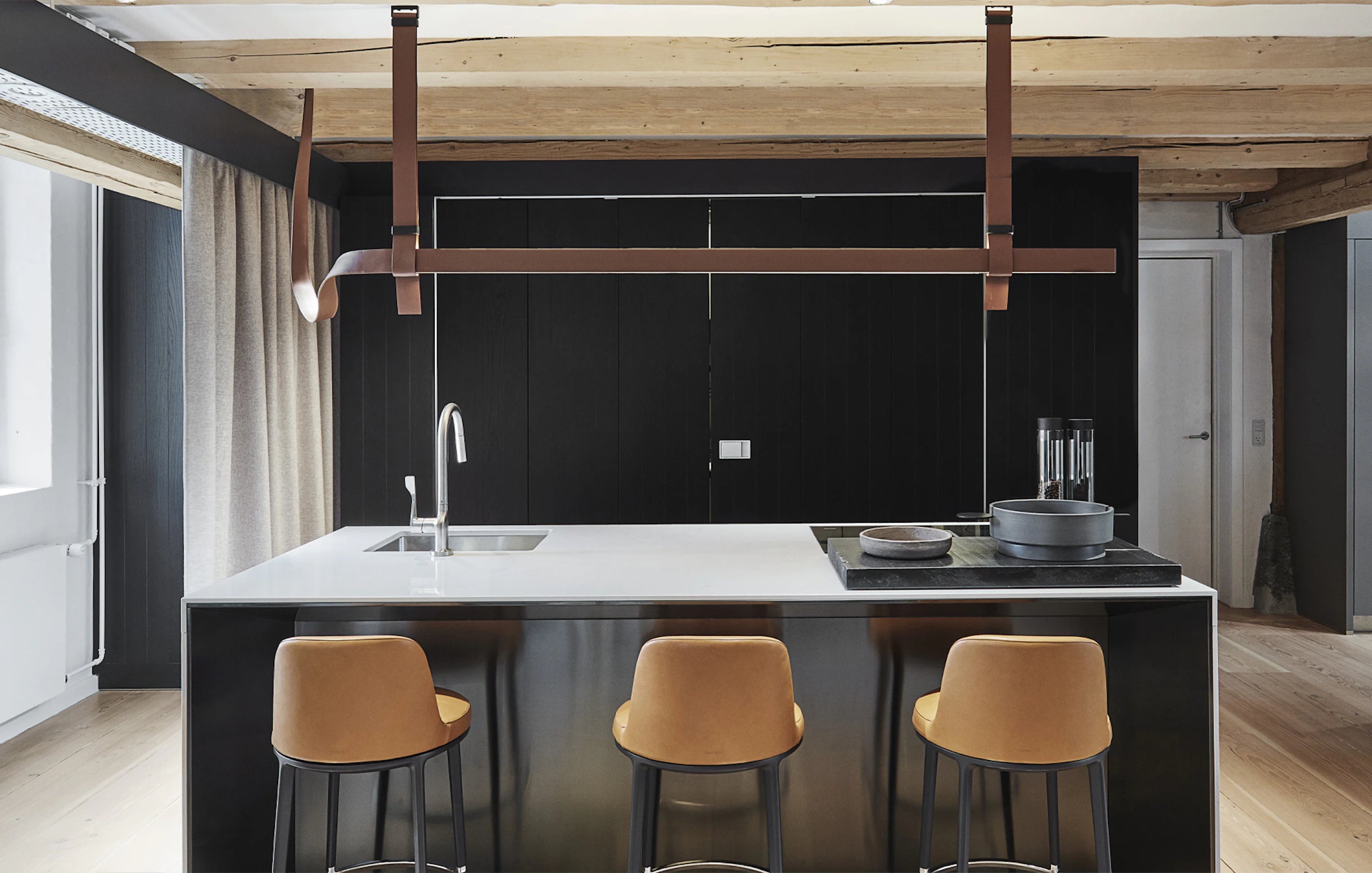 Závesná lampa BELT hnedá koža