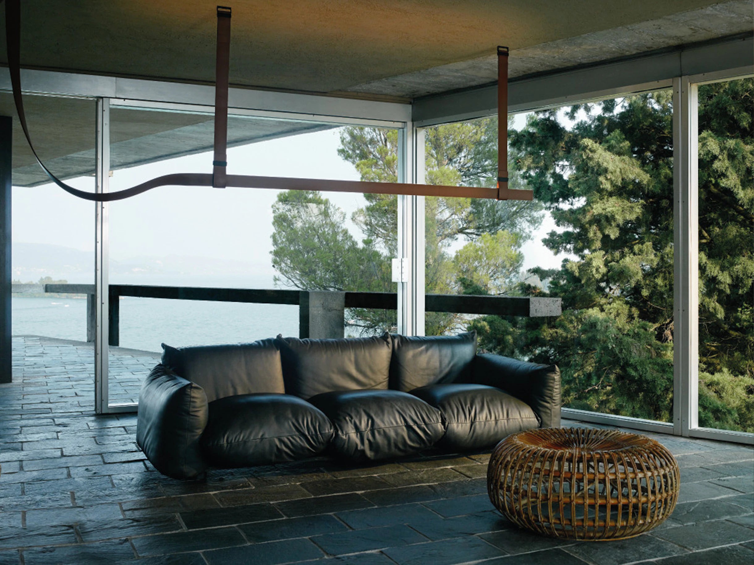 Závesná lampa BELT hnedá koža