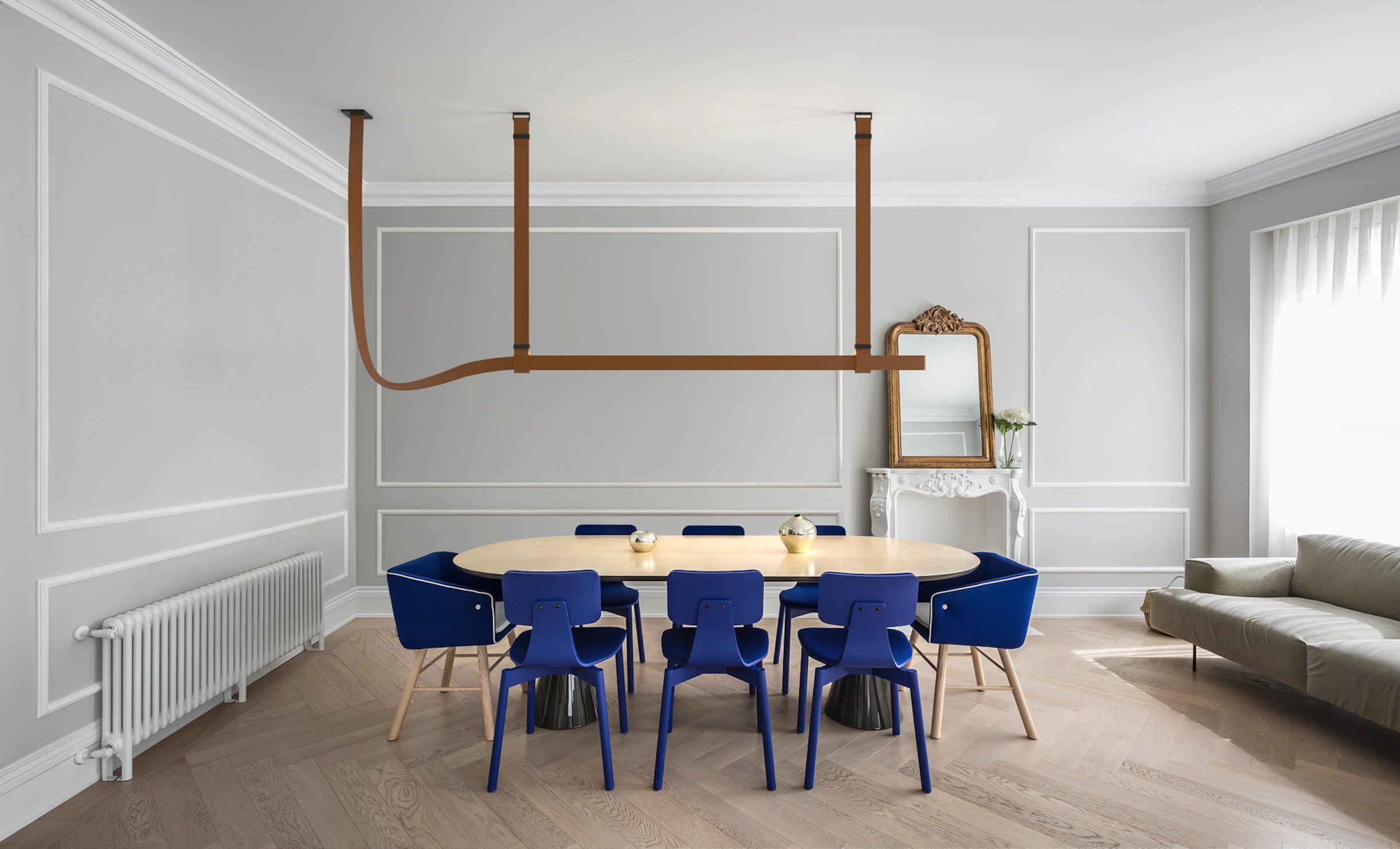 Závesná lampa BELT hnedá koža