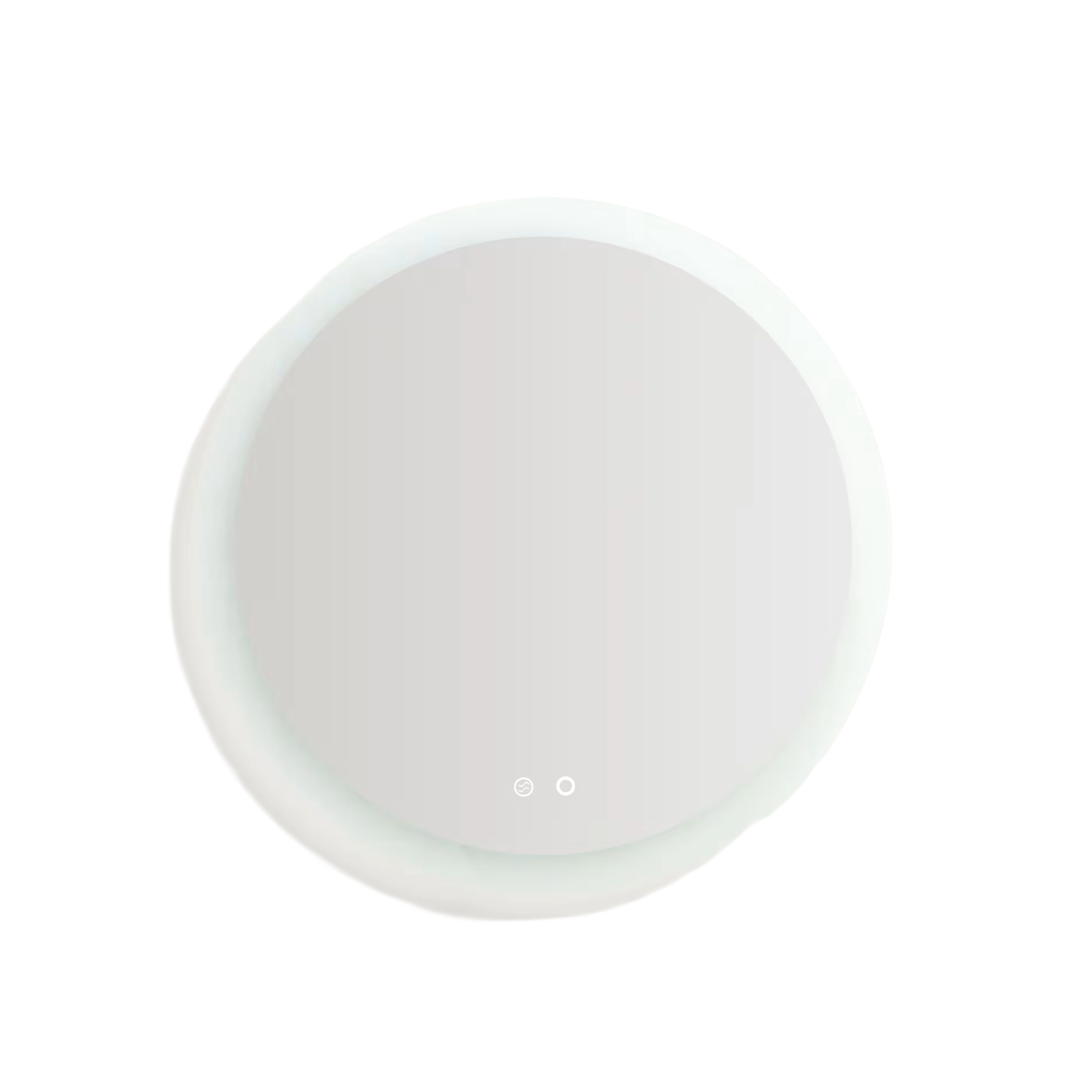 MERVI white illuminated round bathroom mirror