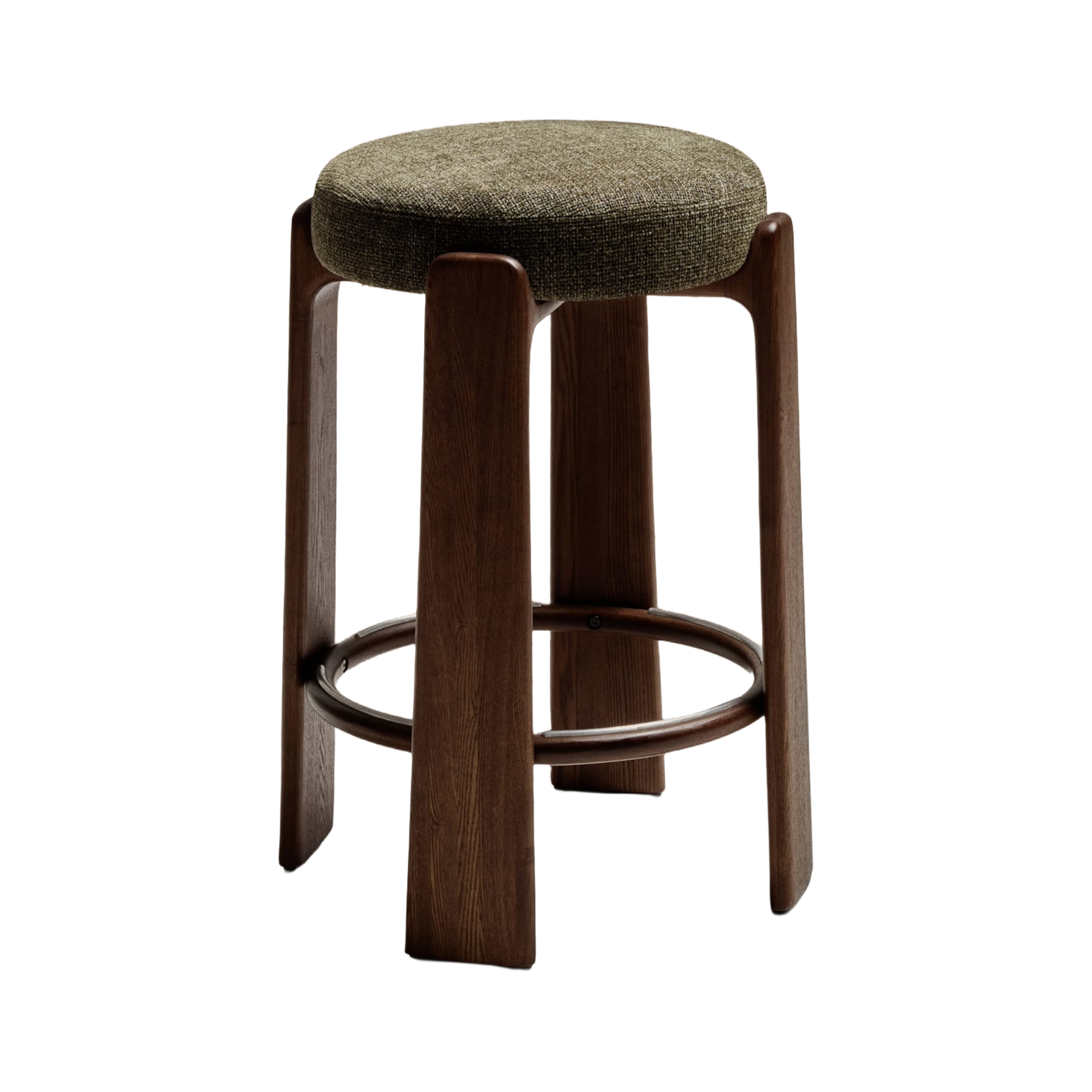 GRANITE green chenille bar stool with dark ash base