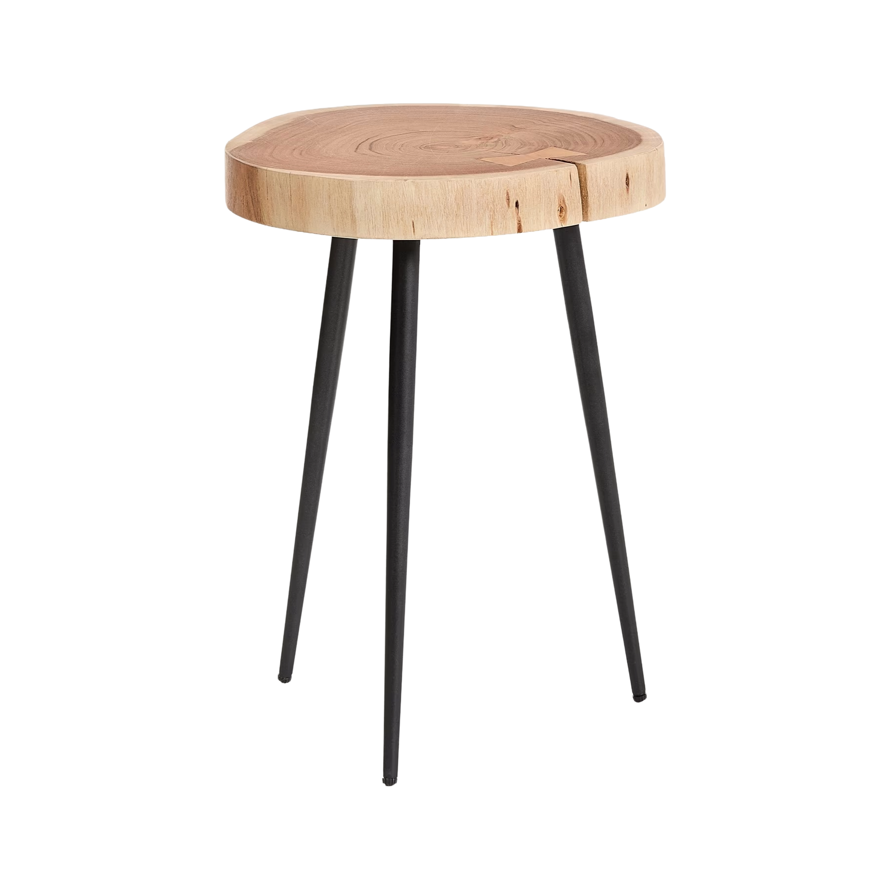 TANIVE side table made of light acacia wood with a black base