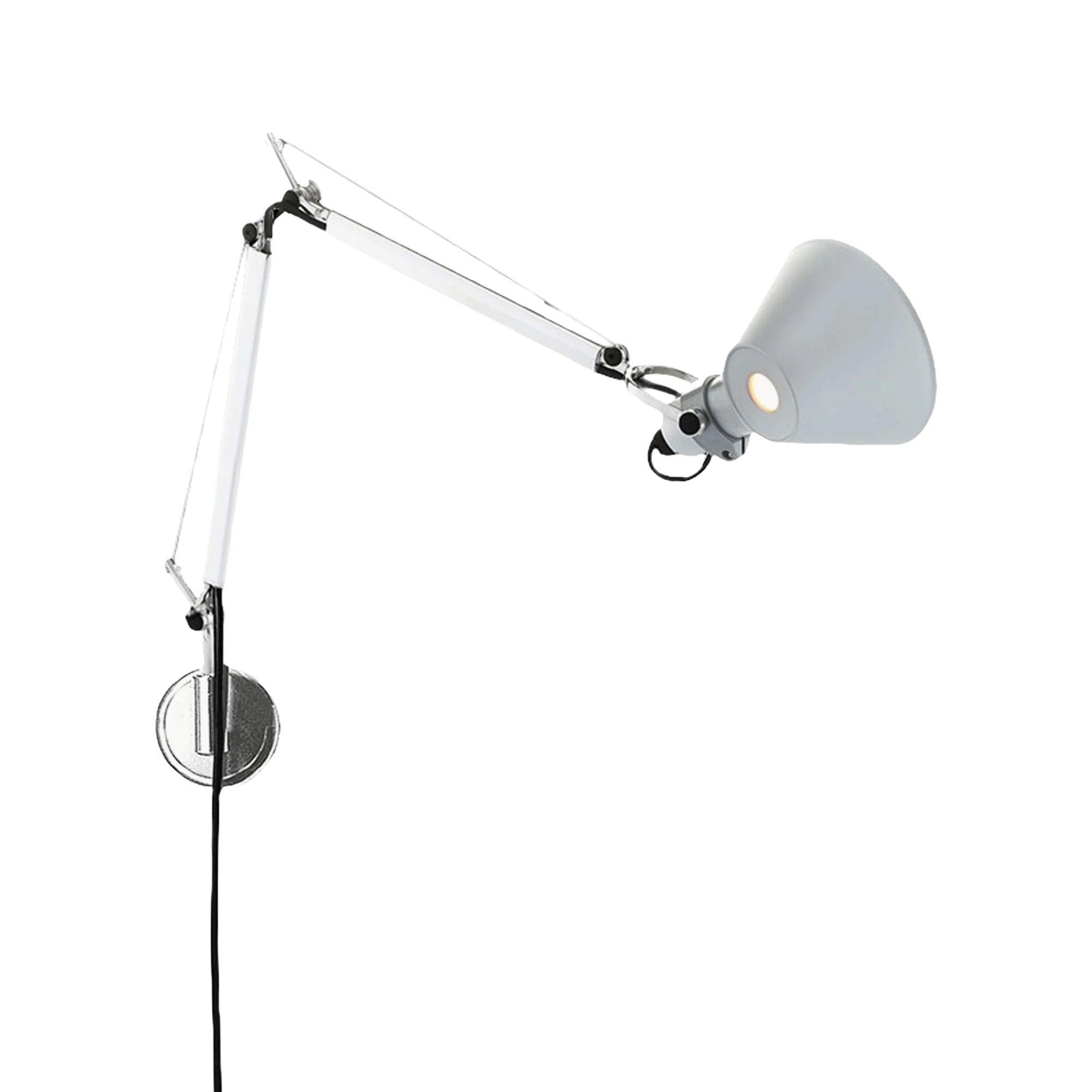 Adjustable wall lamp on TOLOMEO MICRO arm in matte aluminum