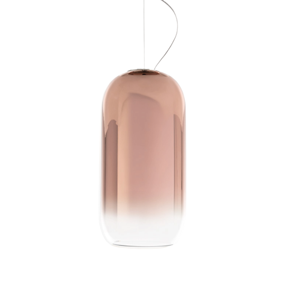 Závesná lampa GOPLE medená so strieborným povrchom