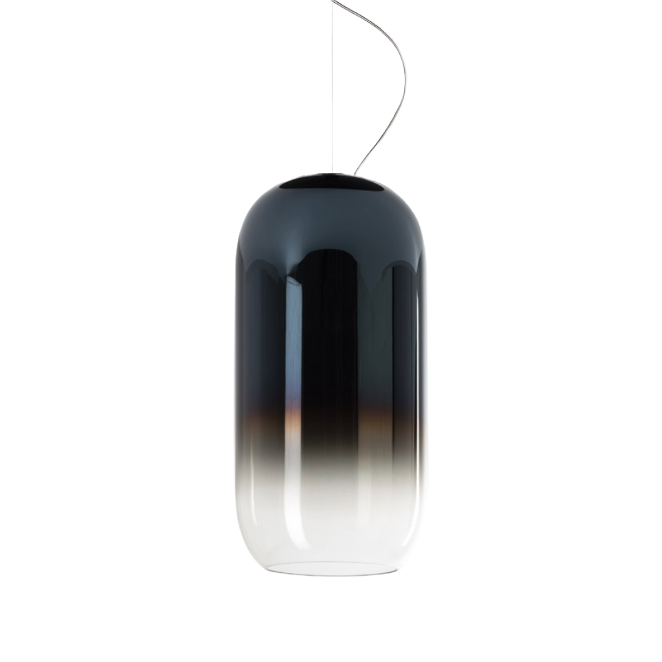 Závesná lampa GOPLE modrá so strieborným povrchom